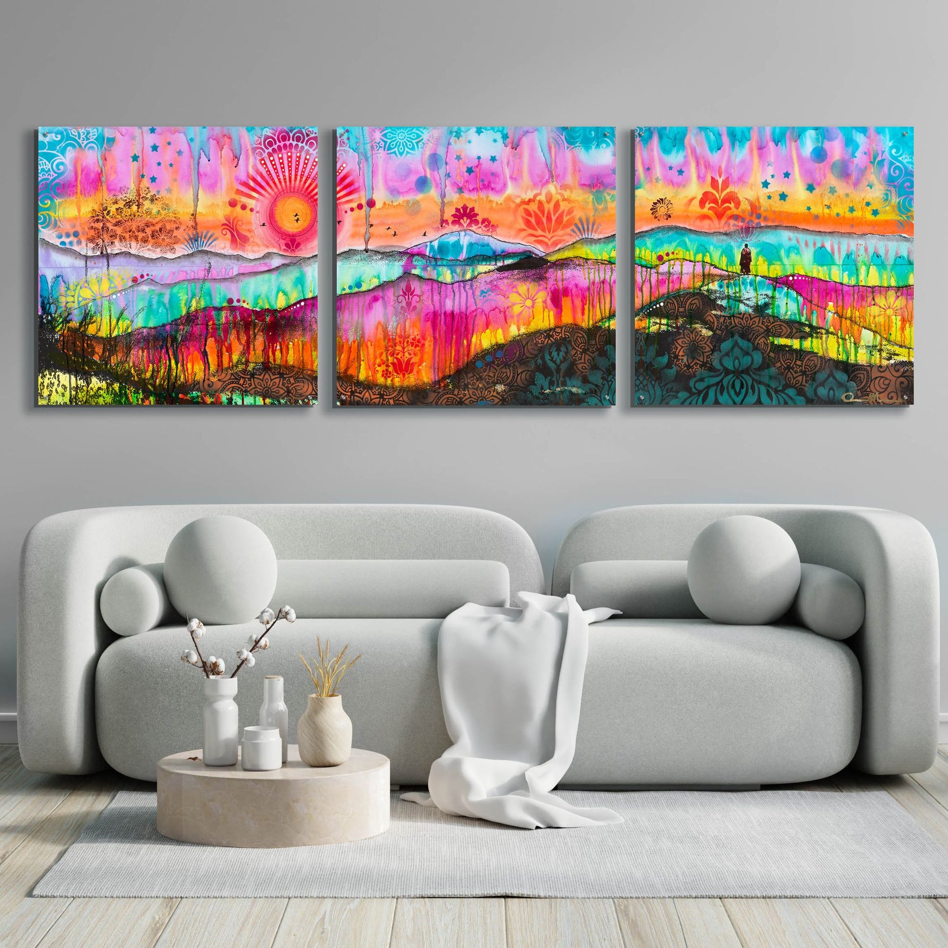 Epic Art 'The Wandering Monk' by Dean Russo, Acrylic Glass Wall Art, 3 Piece Set,108x36