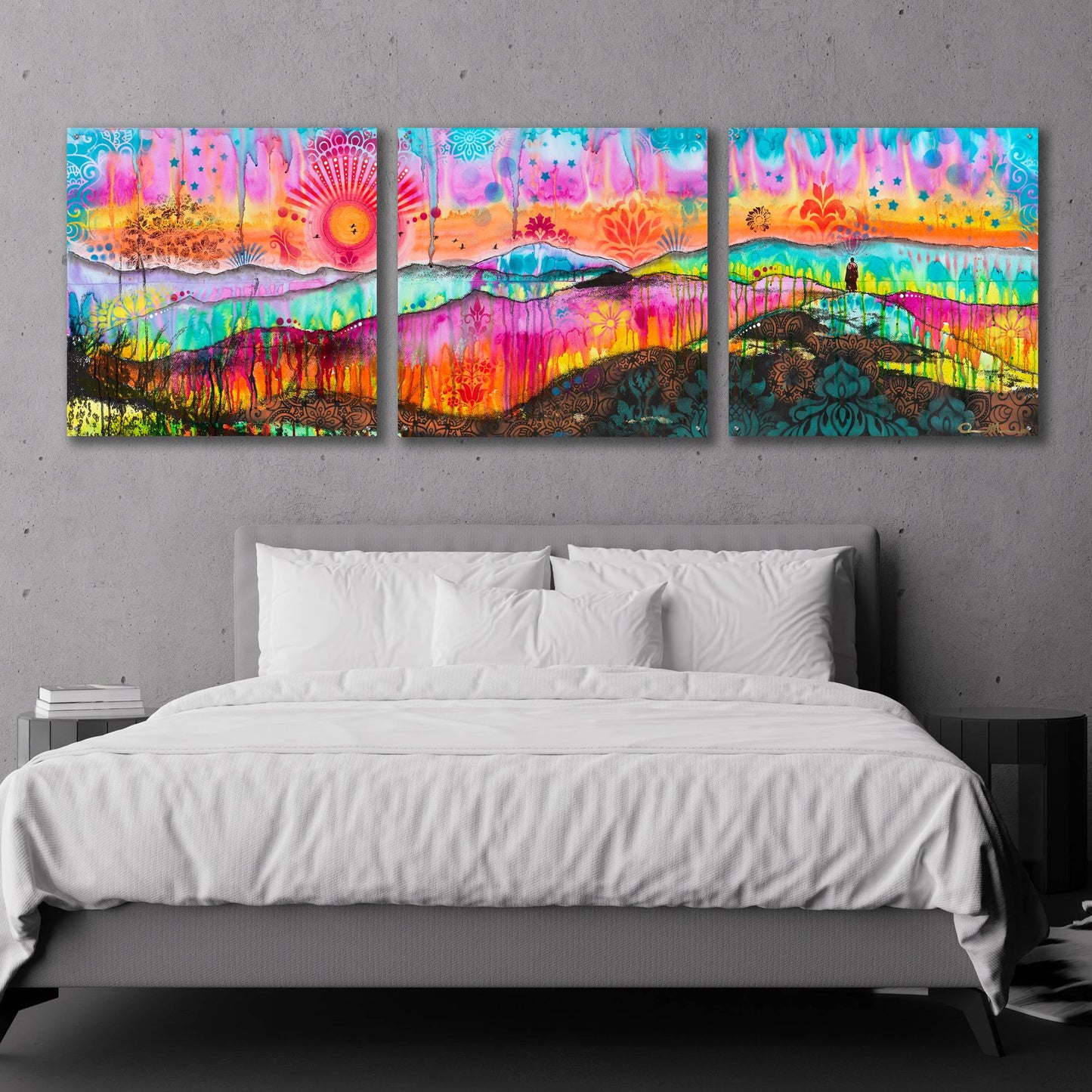 Epic Art 'The Wandering Monk' by Dean Russo, Acrylic Glass Wall Art, 3 Piece Set,108x36