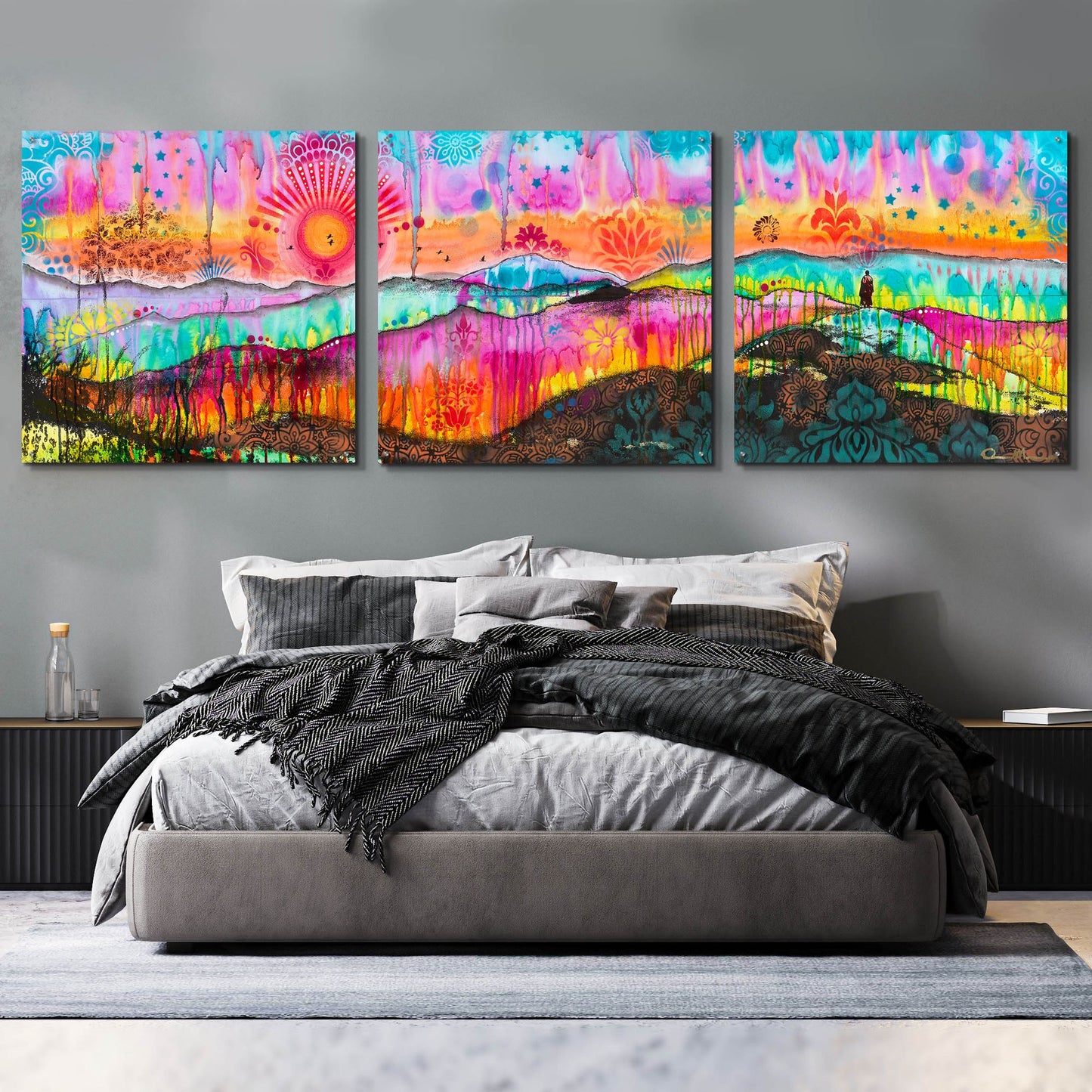 Epic Art 'The Wandering Monk' by Dean Russo, Acrylic Glass Wall Art, 3 Piece Set,108x36