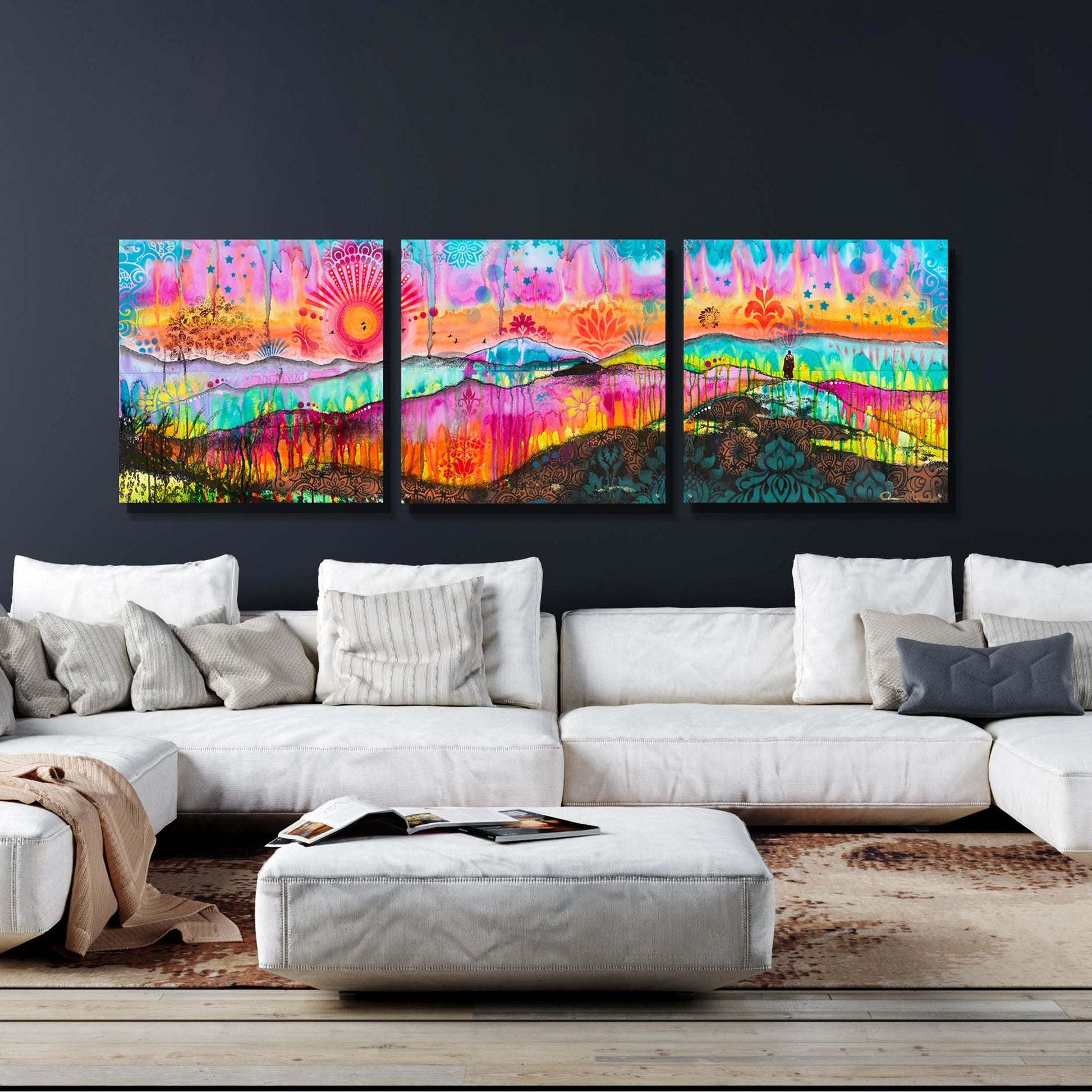 Epic Art 'The Wandering Monk' by Dean Russo, Acrylic Glass Wall Art, 3 Piece Set,108x36