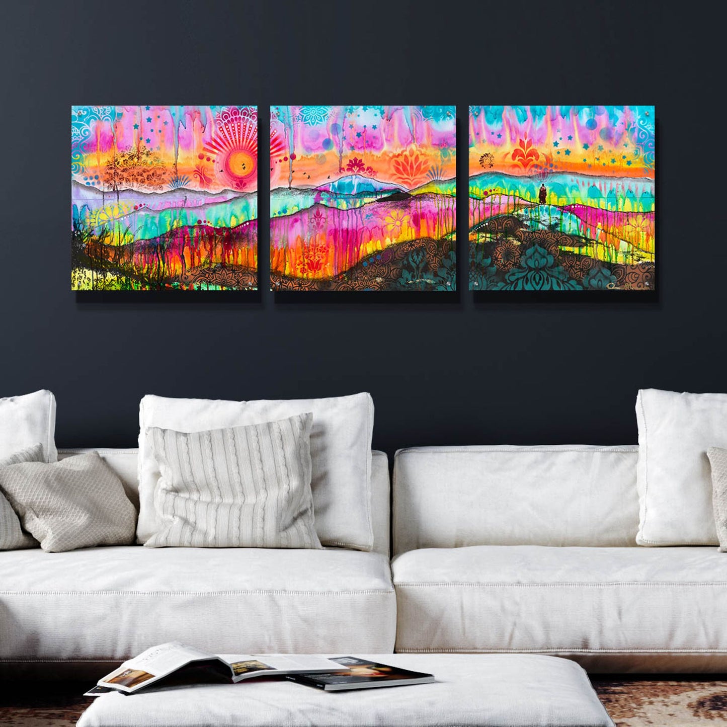 Epic Art 'The Wandering Monk' by Dean Russo, Acrylic Glass Wall Art, 3 Piece Set,72x24