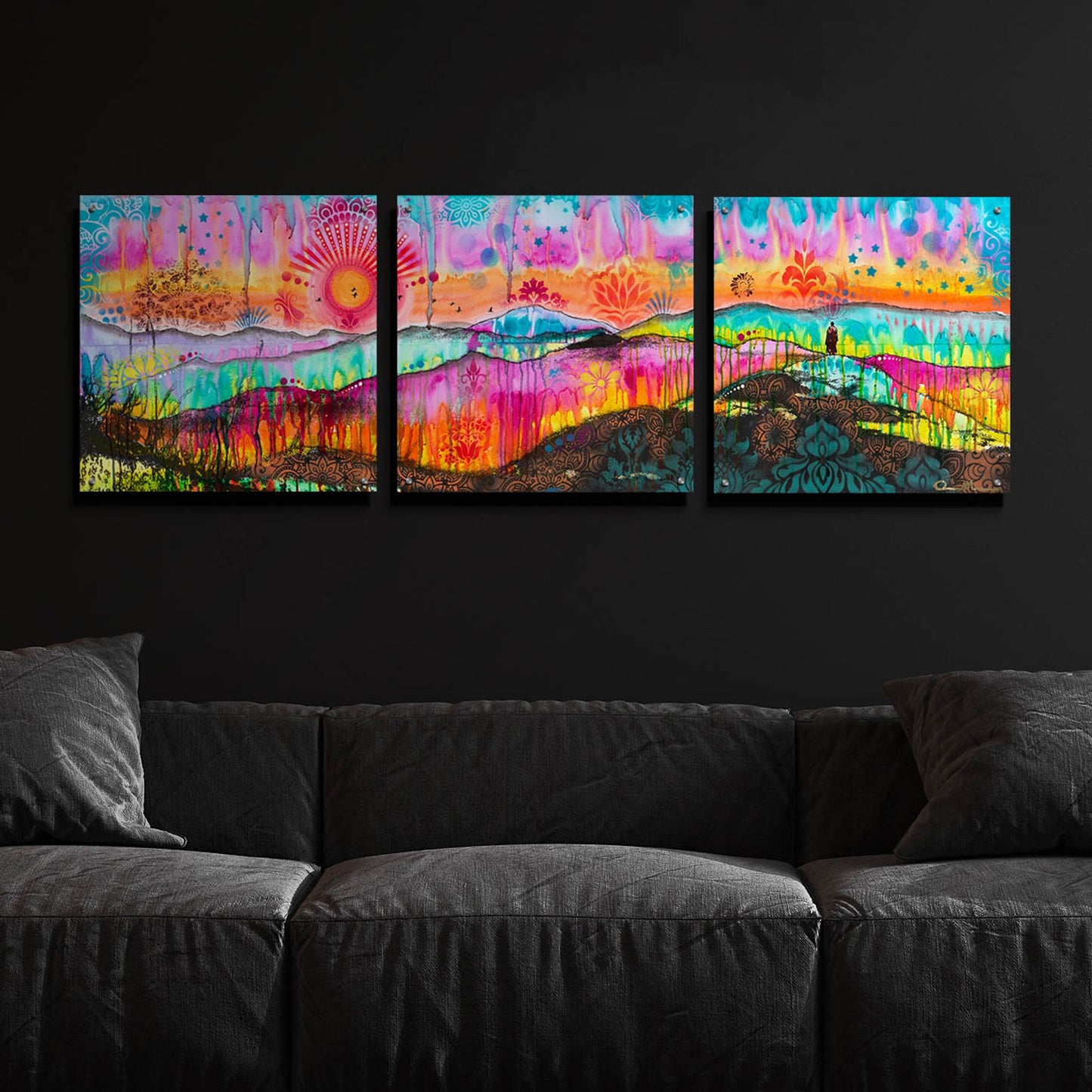 Epic Art 'The Wandering Monk' by Dean Russo, Acrylic Glass Wall Art, 3 Piece Set,72x24