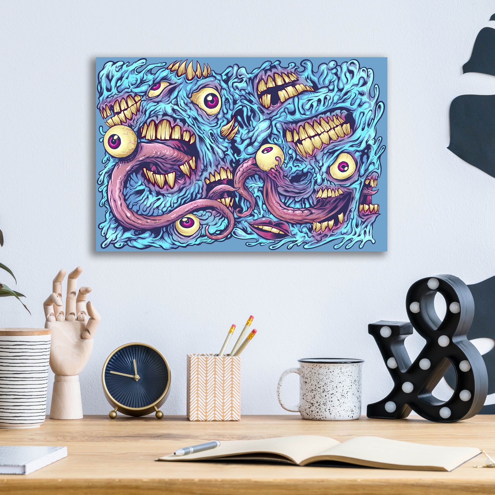 Epic Art 'Eyeballs and Teeth Pattern' by Flyland Designs, Acrylic Glass Wall Art,16x12