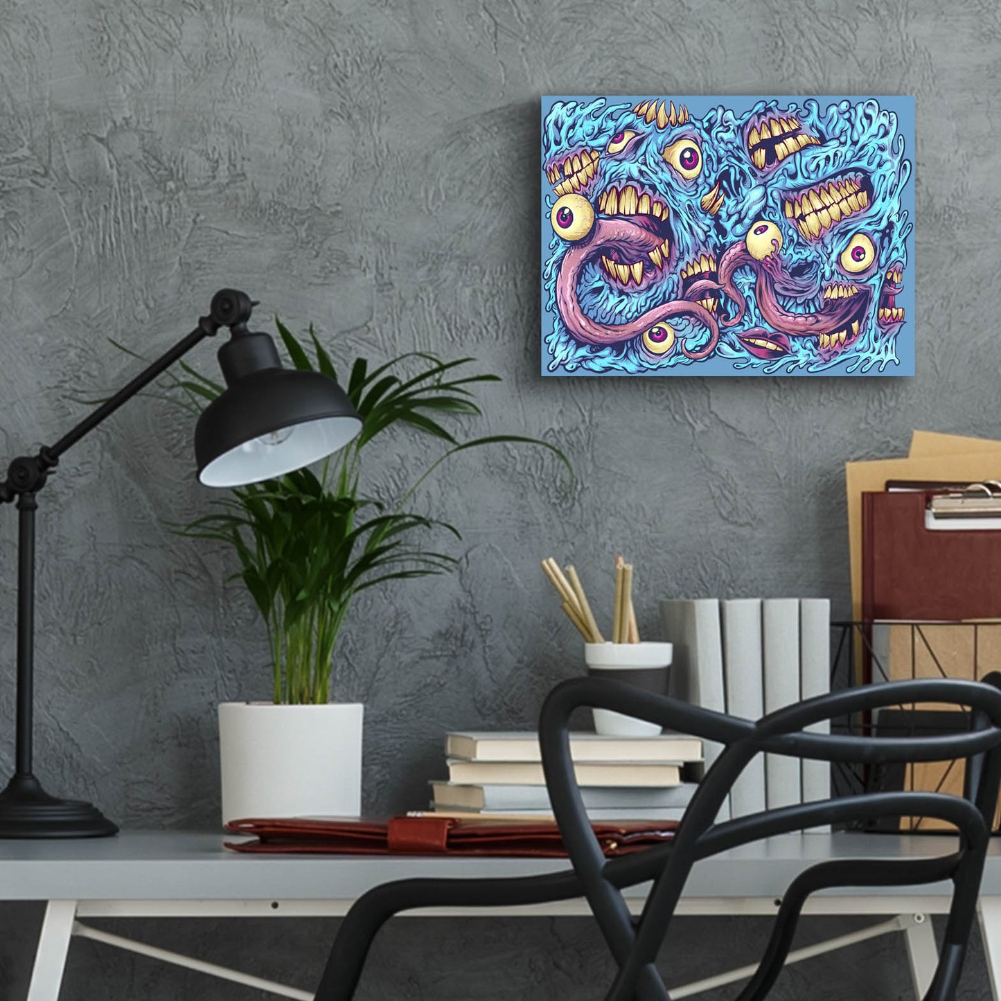 Epic Art 'Eyeballs and Teeth Pattern' by Flyland Designs, Acrylic Glass Wall Art,16x12