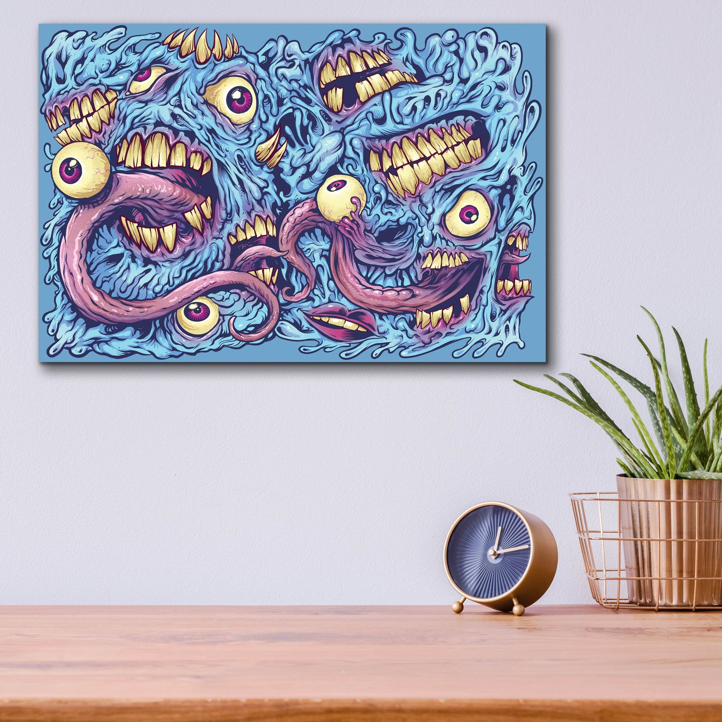 Epic Art 'Eyeballs and Teeth Pattern' by Flyland Designs, Acrylic Glass Wall Art,16x12