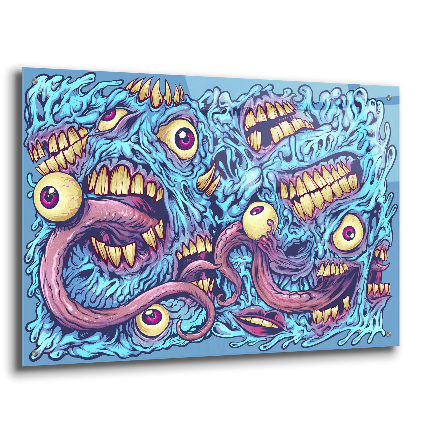 Epic Art 'Eyeballs and Teeth Pattern' by Flyland Designs, Acrylic Glass Wall Art,36x24