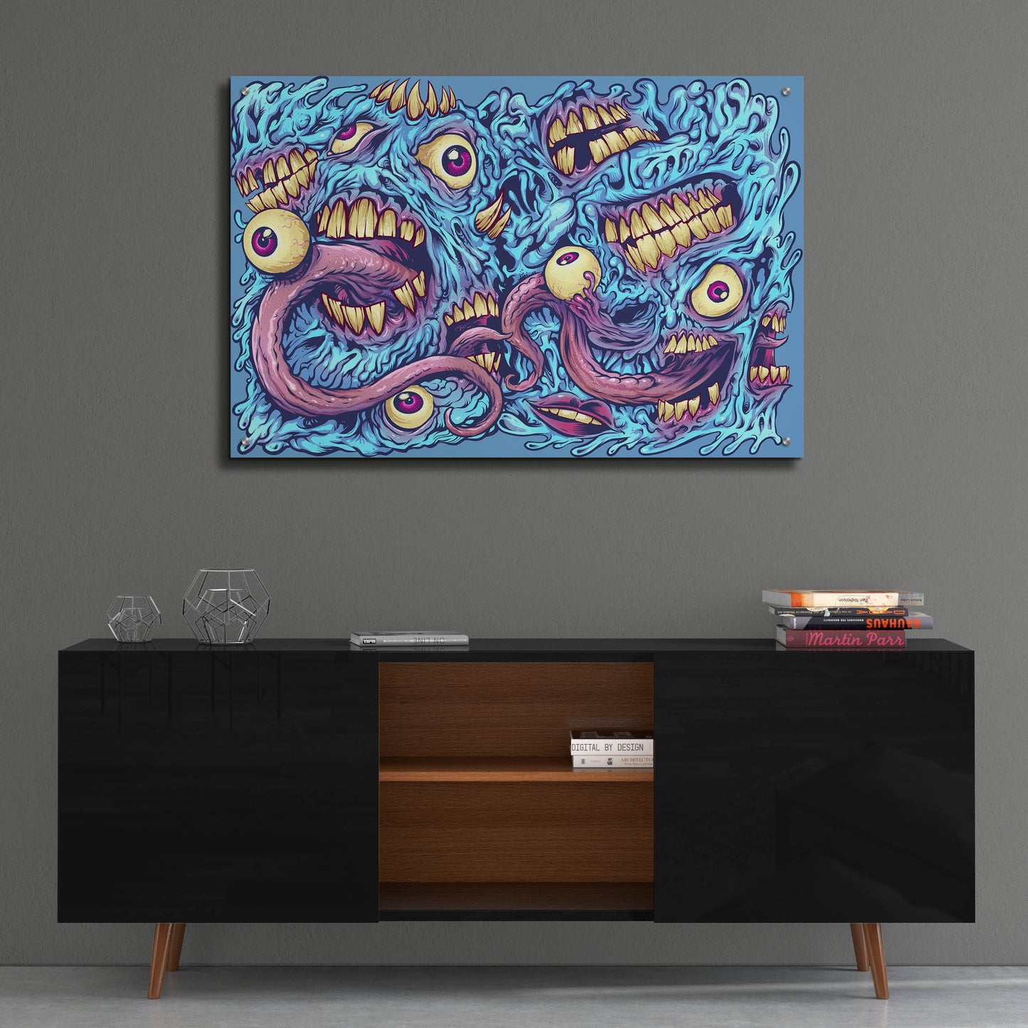 Epic Art 'Eyeballs and Teeth Pattern' by Flyland Designs, Acrylic Glass Wall Art,36x24