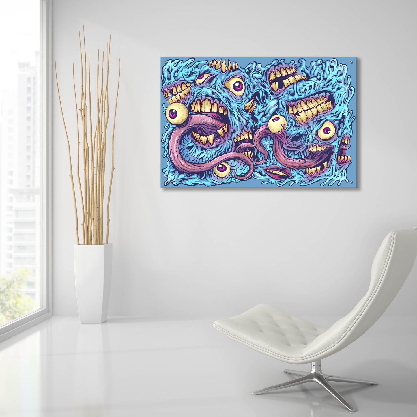 Epic Art 'Eyeballs and Teeth Pattern' by Flyland Designs, Acrylic Glass Wall Art,36x24