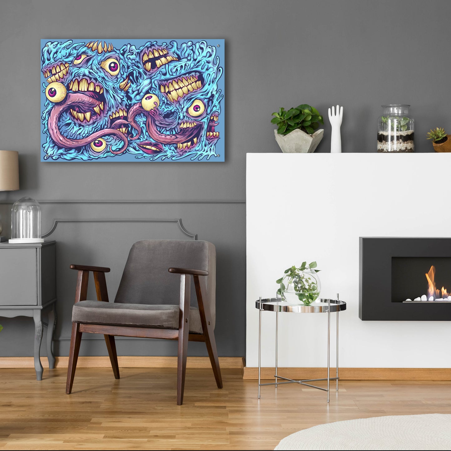 Epic Art 'Eyeballs and Teeth Pattern' by Flyland Designs, Acrylic Glass Wall Art,36x24