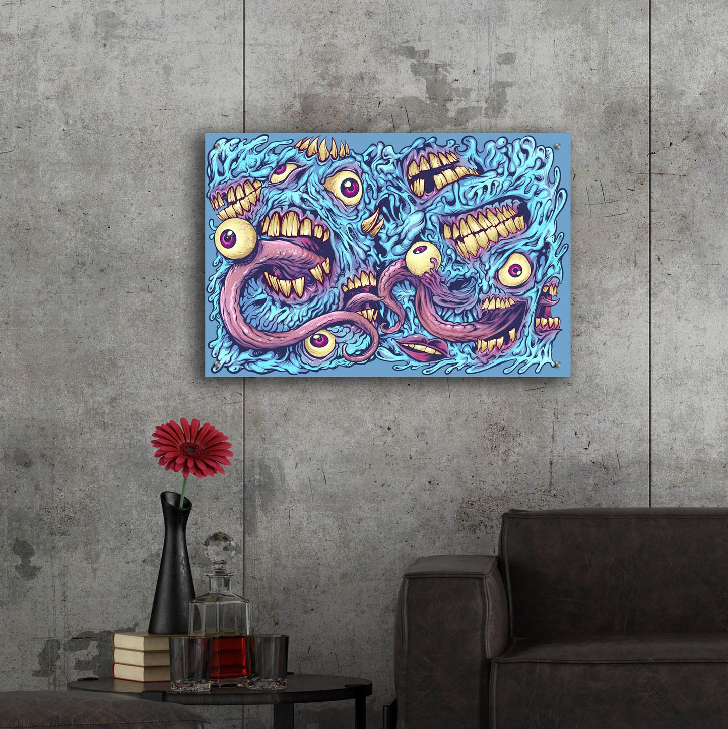 Epic Art 'Eyeballs and Teeth Pattern' by Flyland Designs, Acrylic Glass Wall Art,36x24