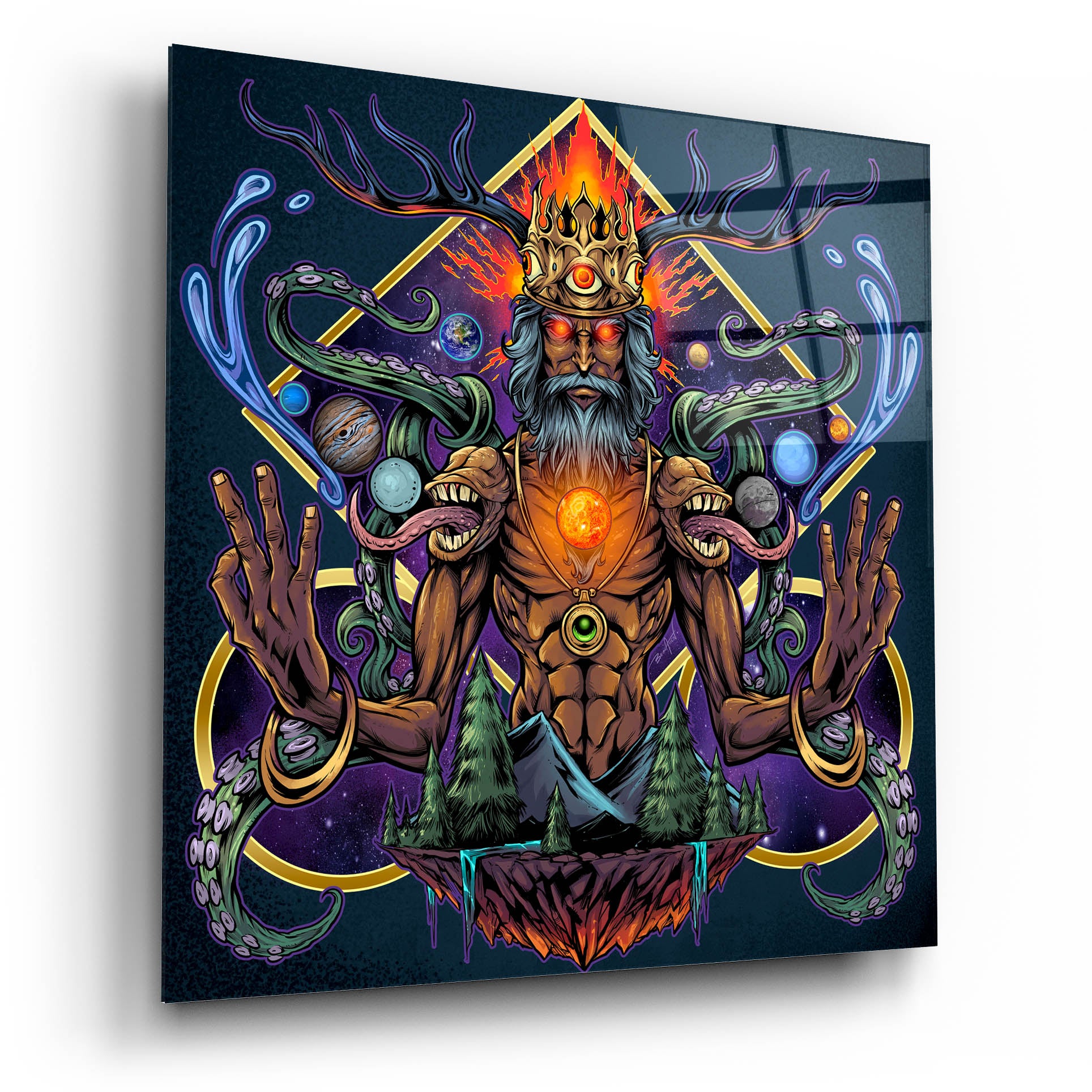 Epic Art 'Psychedelic Meditating Mystic' by Flyland Designs, Acrylic Glass Wall Art,12x12