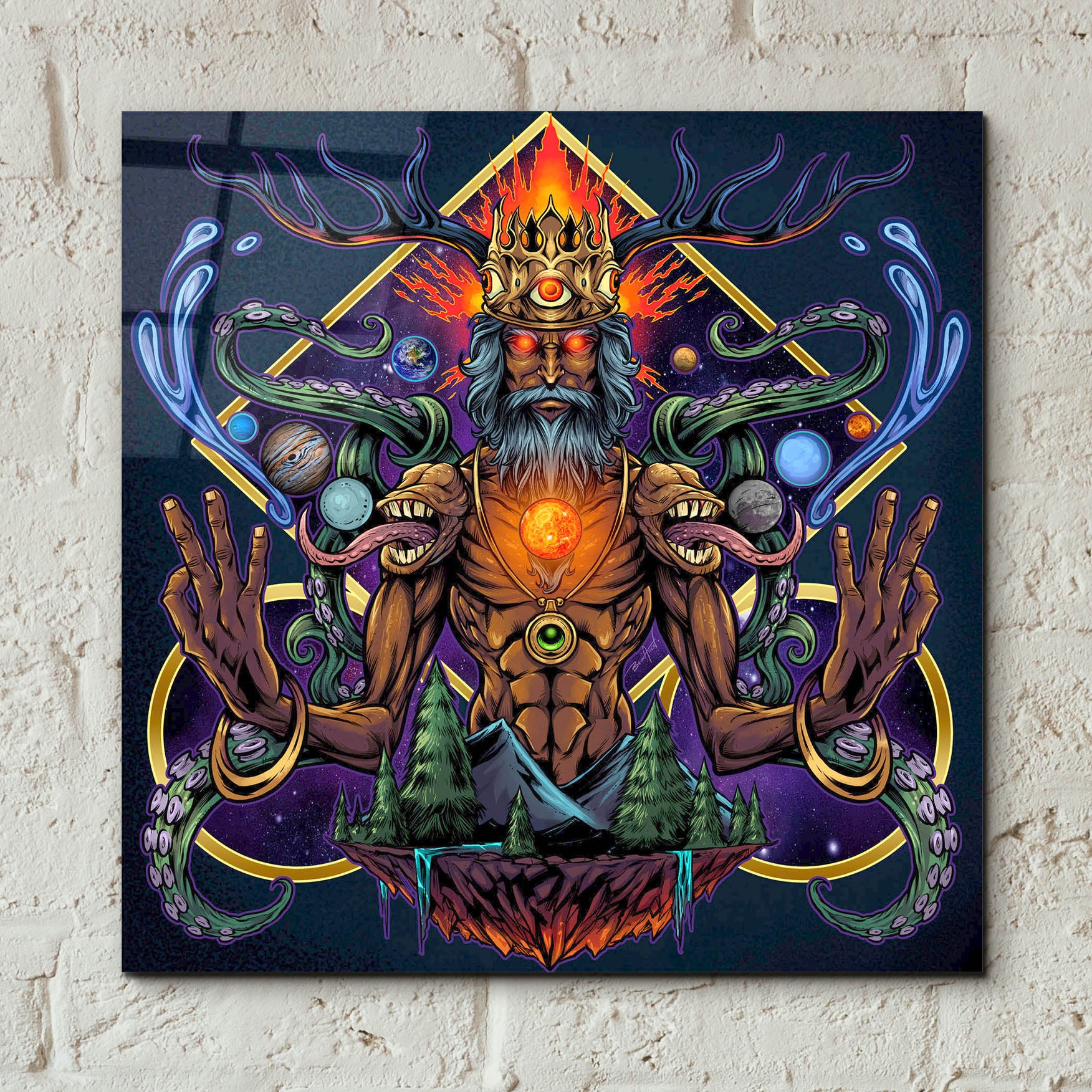 Epic Art 'Psychedelic Meditating Mystic' by Flyland Designs, Acrylic Glass Wall Art,12x12