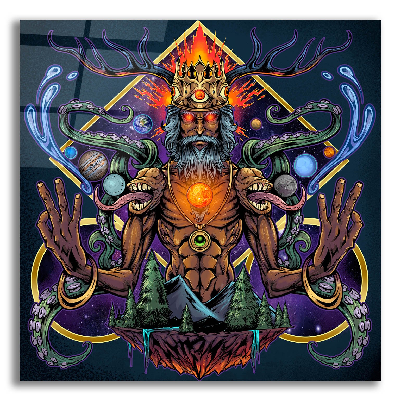 Epic Art 'Psychedelic Meditating Mystic' by Flyland Designs, Acrylic Glass Wall Art,12x12