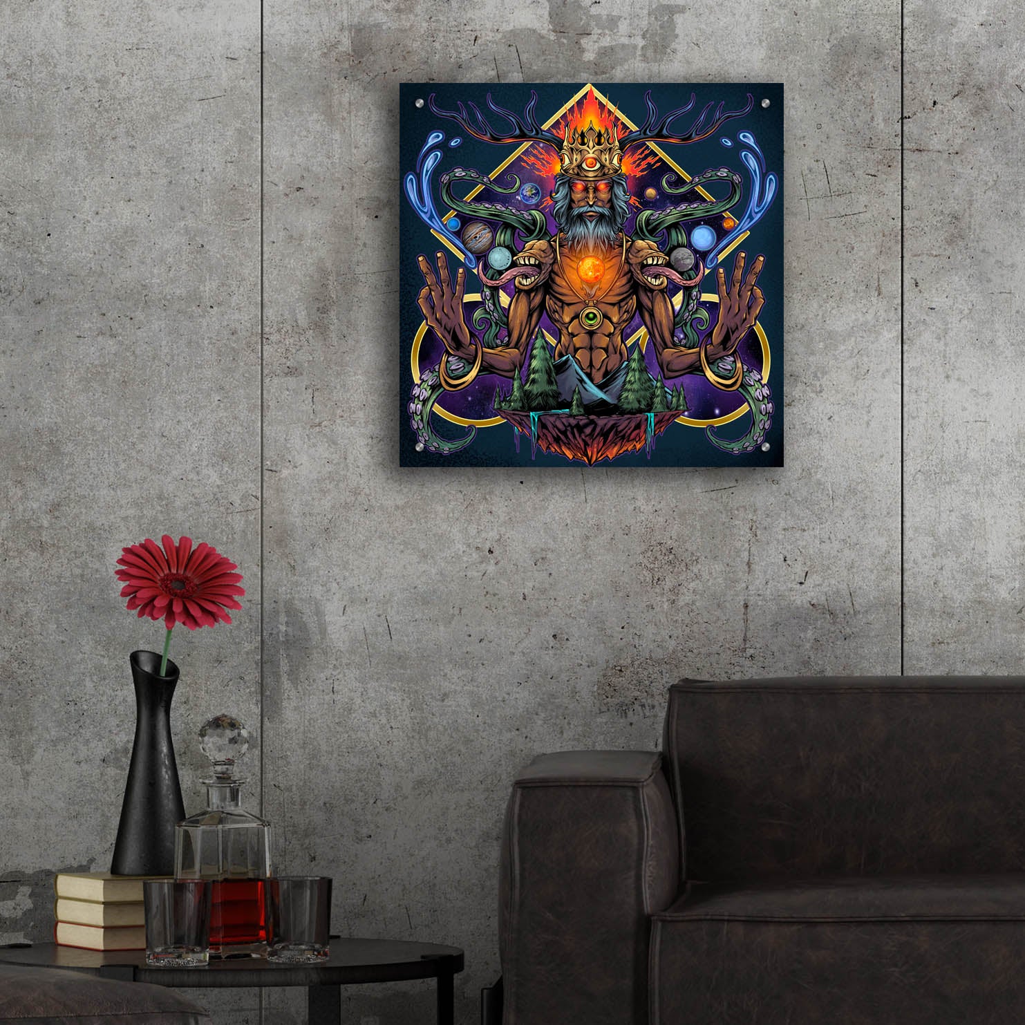 Epic Art 'Psychedelic Meditating Mystic' by Flyland Designs, Acrylic Glass Wall Art,24x24