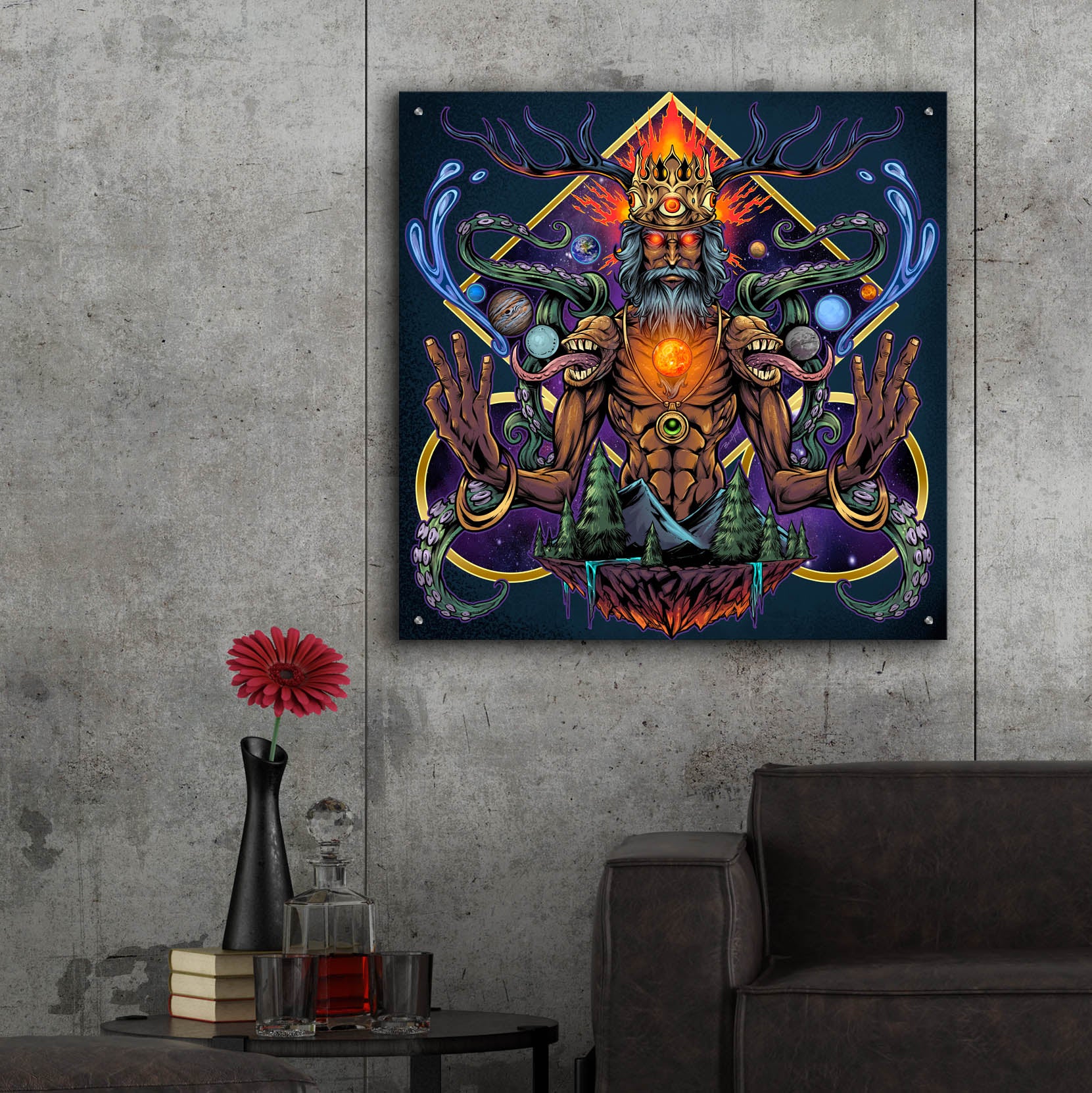 Epic Art 'Psychedelic Meditating Mystic' by Flyland Designs, Acrylic Glass Wall Art,36x36