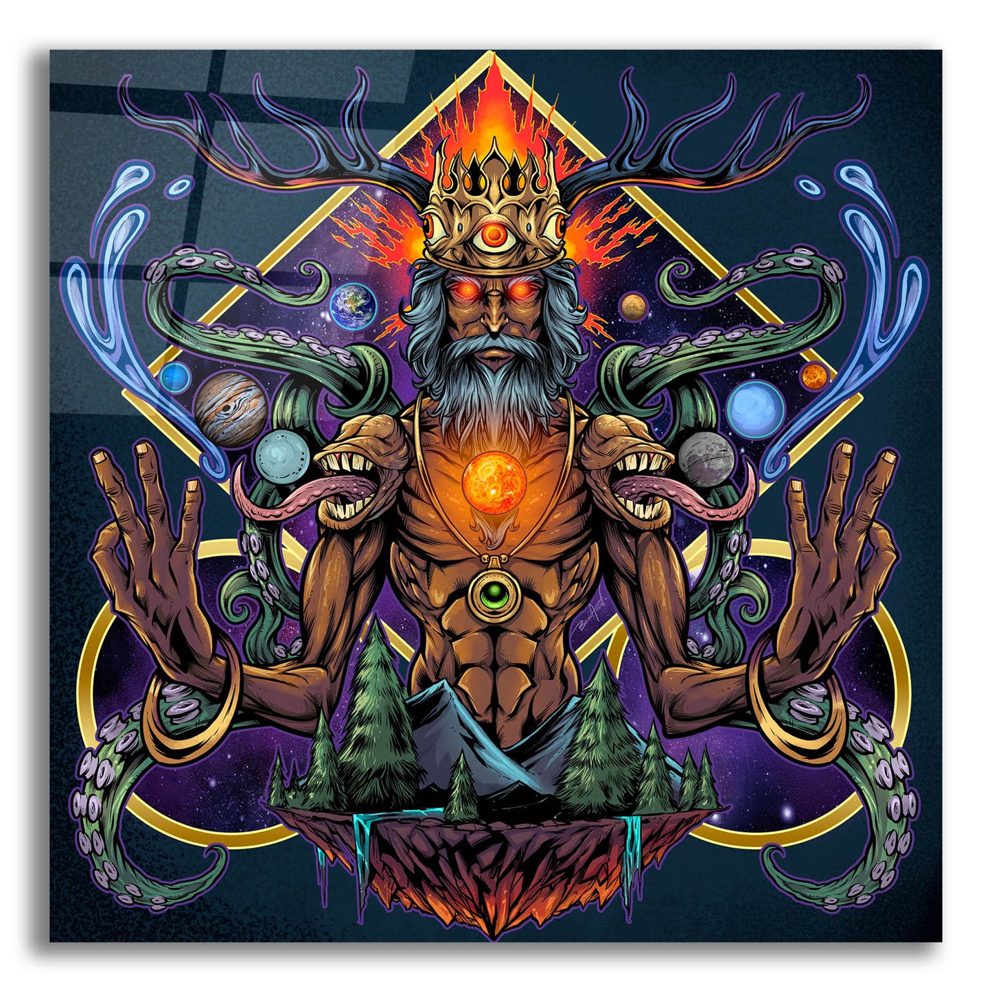 Epic Art 'Psychedelic Meditating Mystic' by Flyland Designs, Acrylic Glass Wall Art