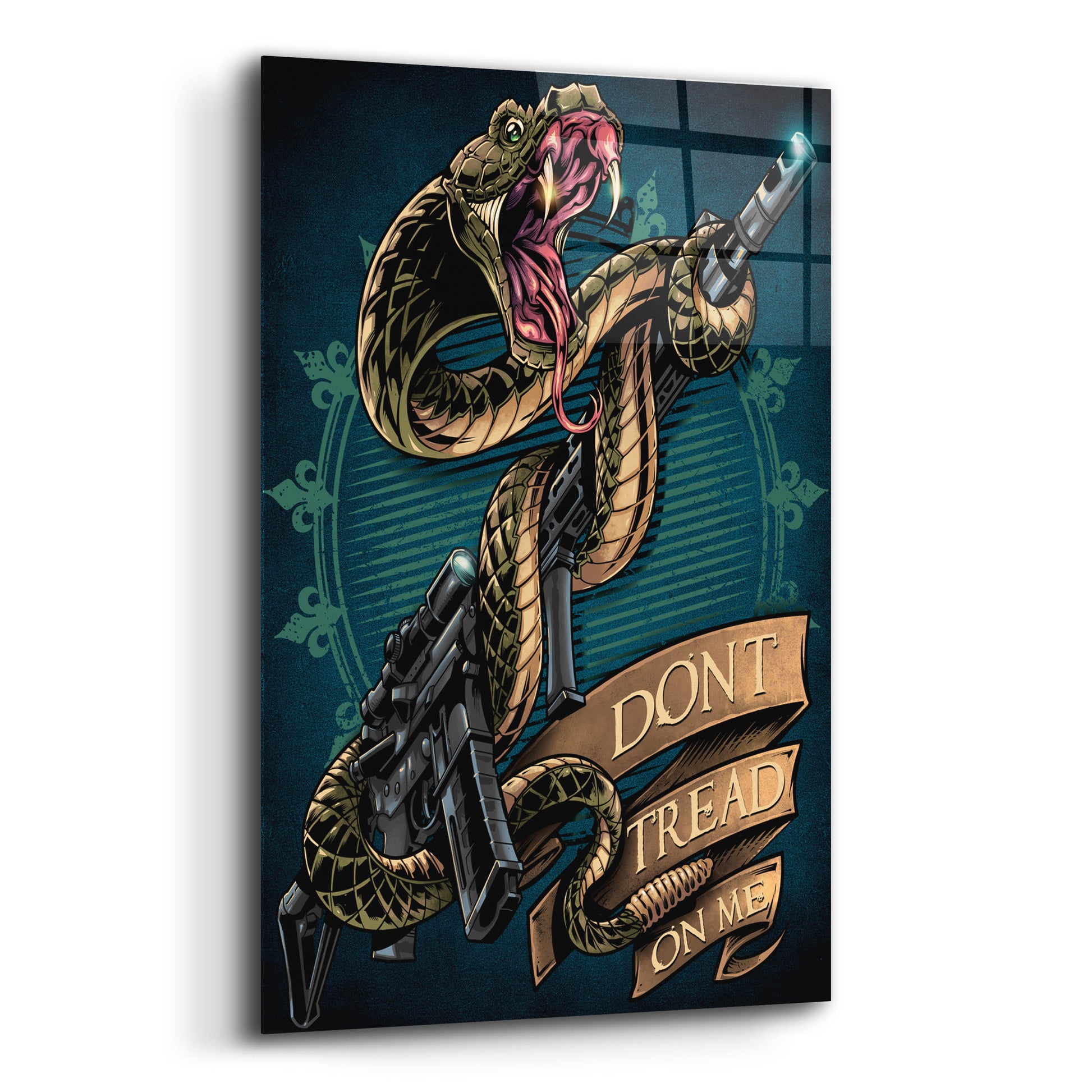 Epic Art 'Snake and Rifle T-Shirt Template' by Flyland Designs, Acrylic Glass Wall Art,12x16