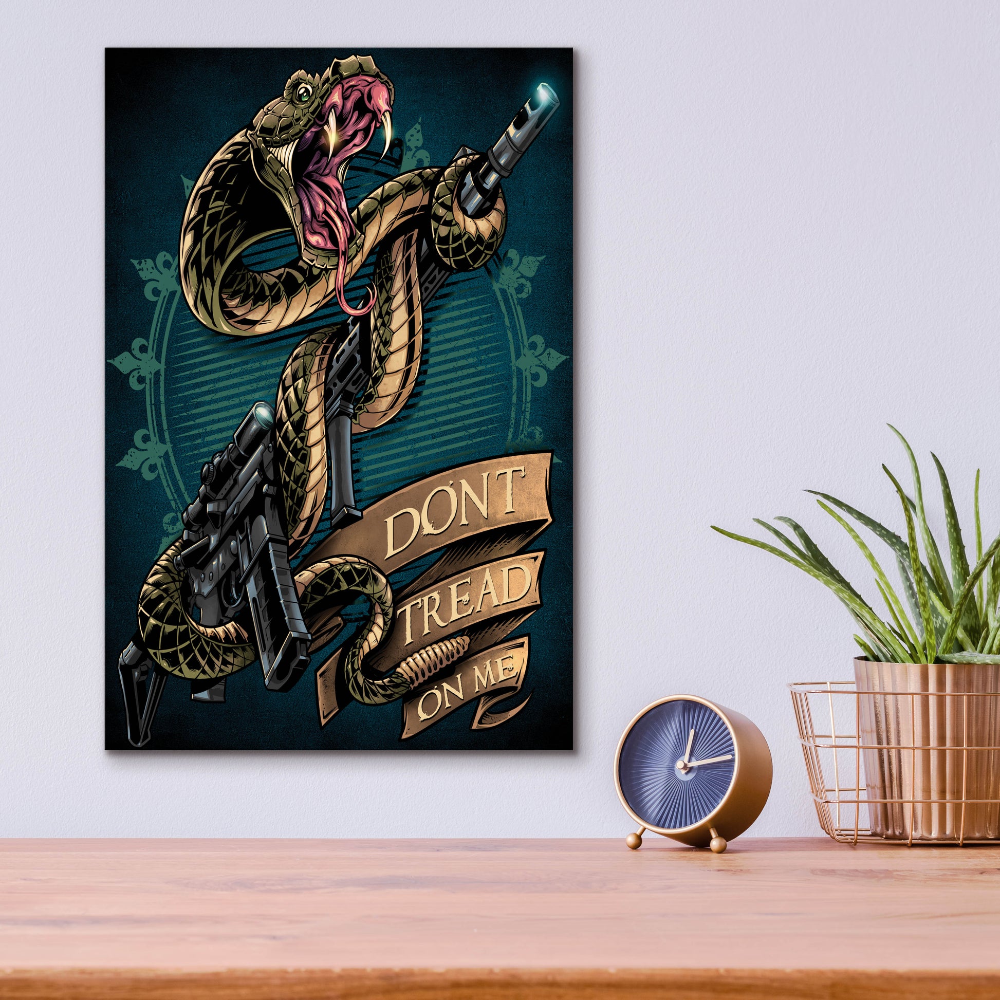 Epic Art 'Snake and Rifle T-Shirt Template' by Flyland Designs, Acrylic Glass Wall Art,12x16