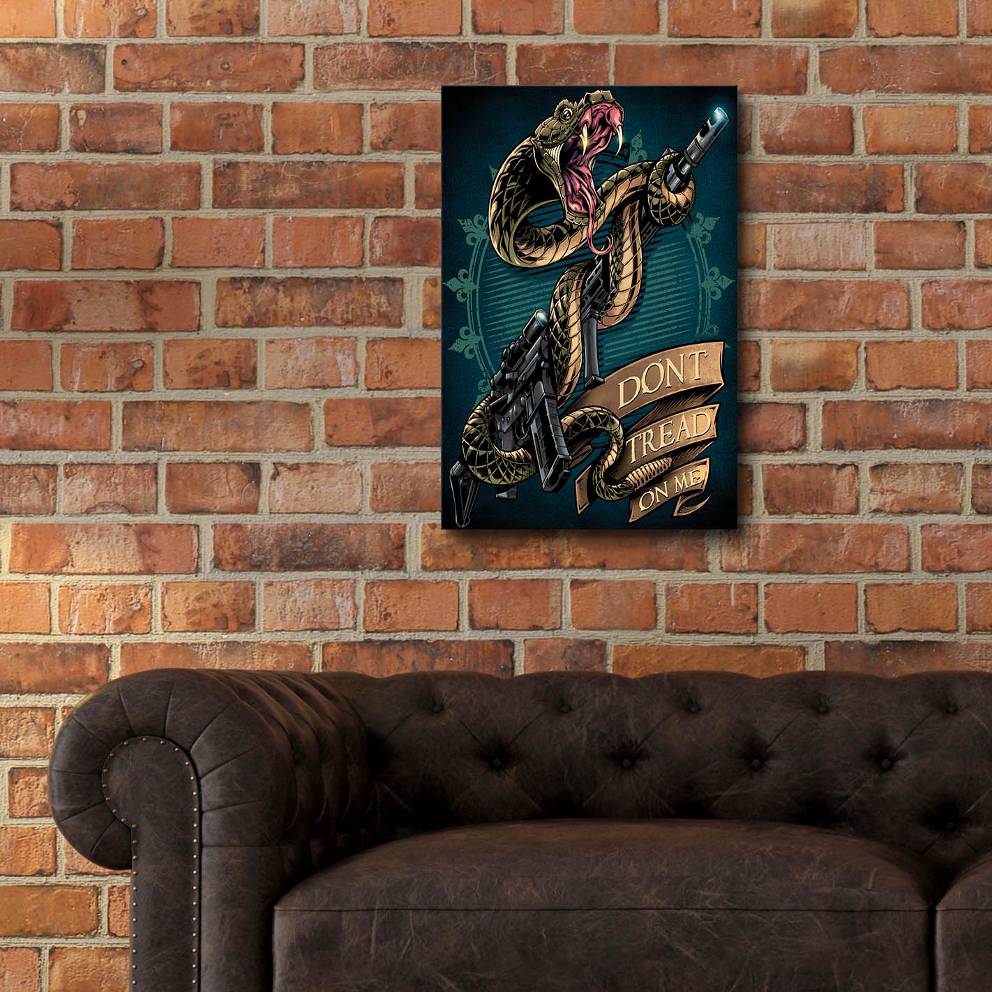 Epic Art 'Snake and Rifle T-Shirt Template' by Flyland Designs, Acrylic Glass Wall Art,16x24