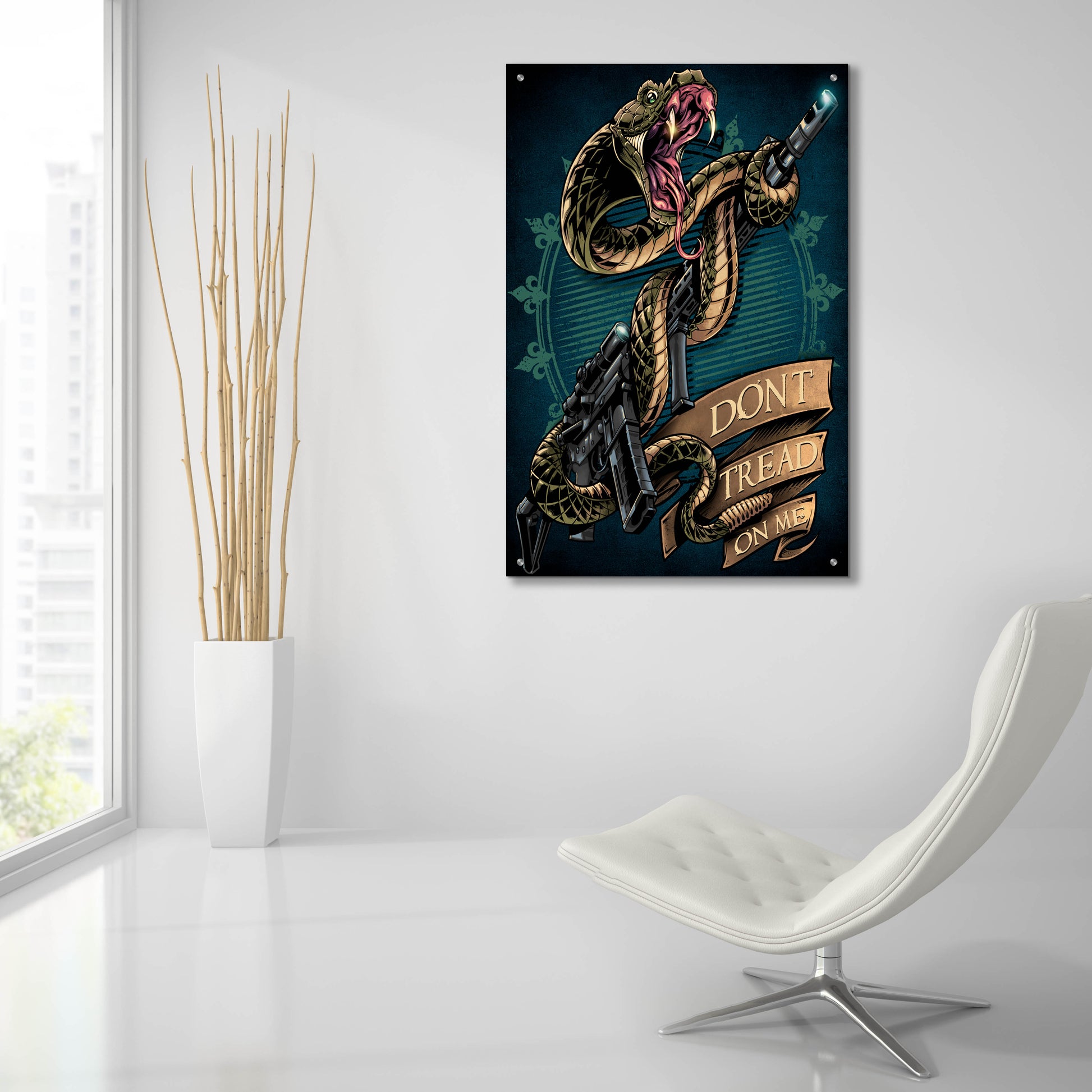 Epic Art 'Snake and Rifle T-Shirt Template' by Flyland Designs, Acrylic Glass Wall Art,24x36