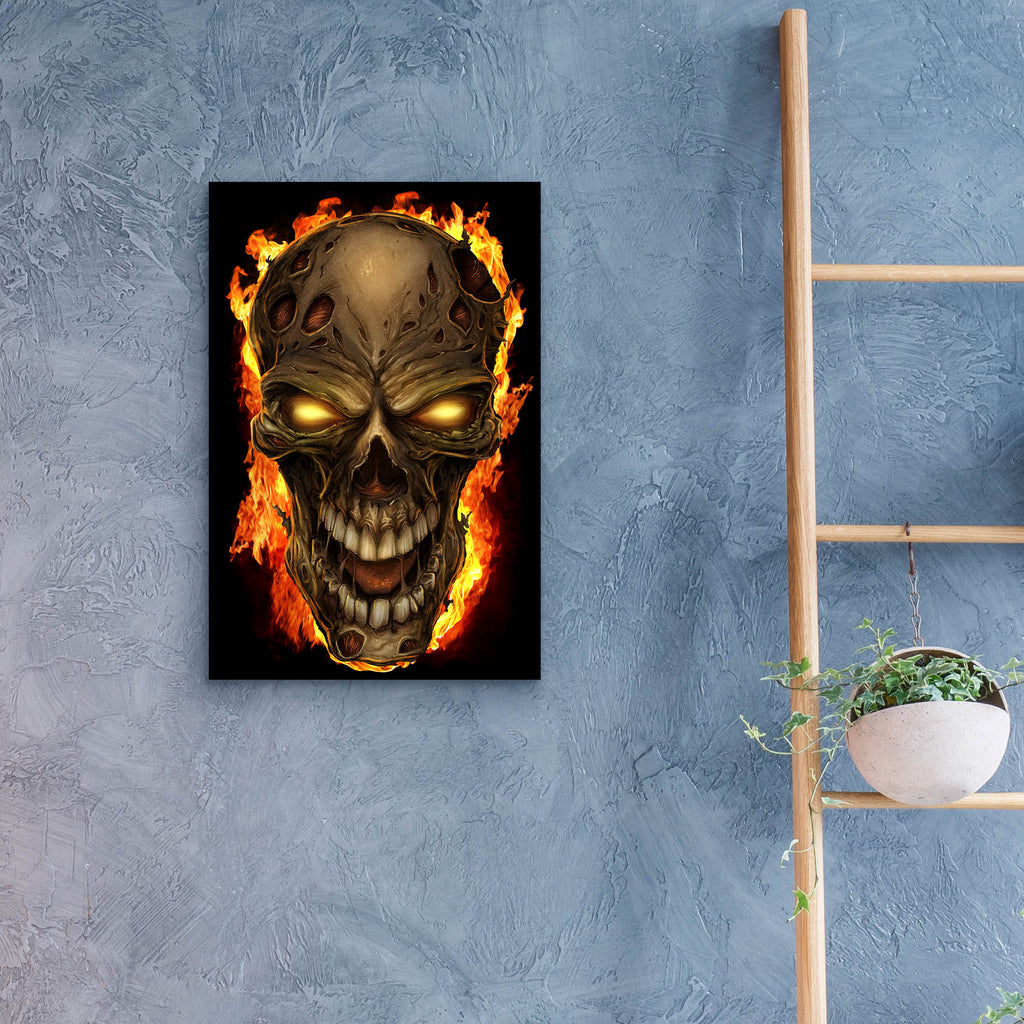 Epic Art 'Zombie Fire Skull' by Flyland Designs, Acrylic Glass Wall Art,16x24