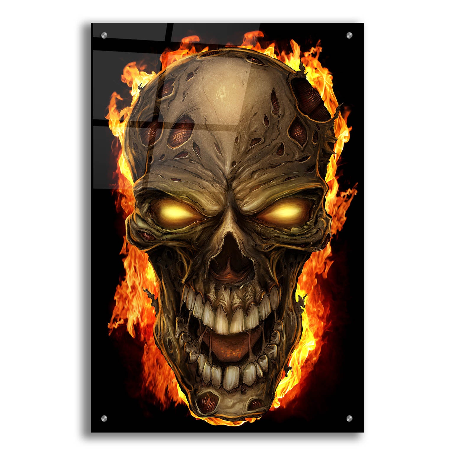 Epic Art 'Zombie Fire Skull' by Flyland Designs, Acrylic Glass