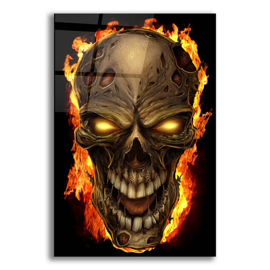 Epic Art 'Zombie Fire Skull' by Flyland Designs, Acrylic Glass Wall Art