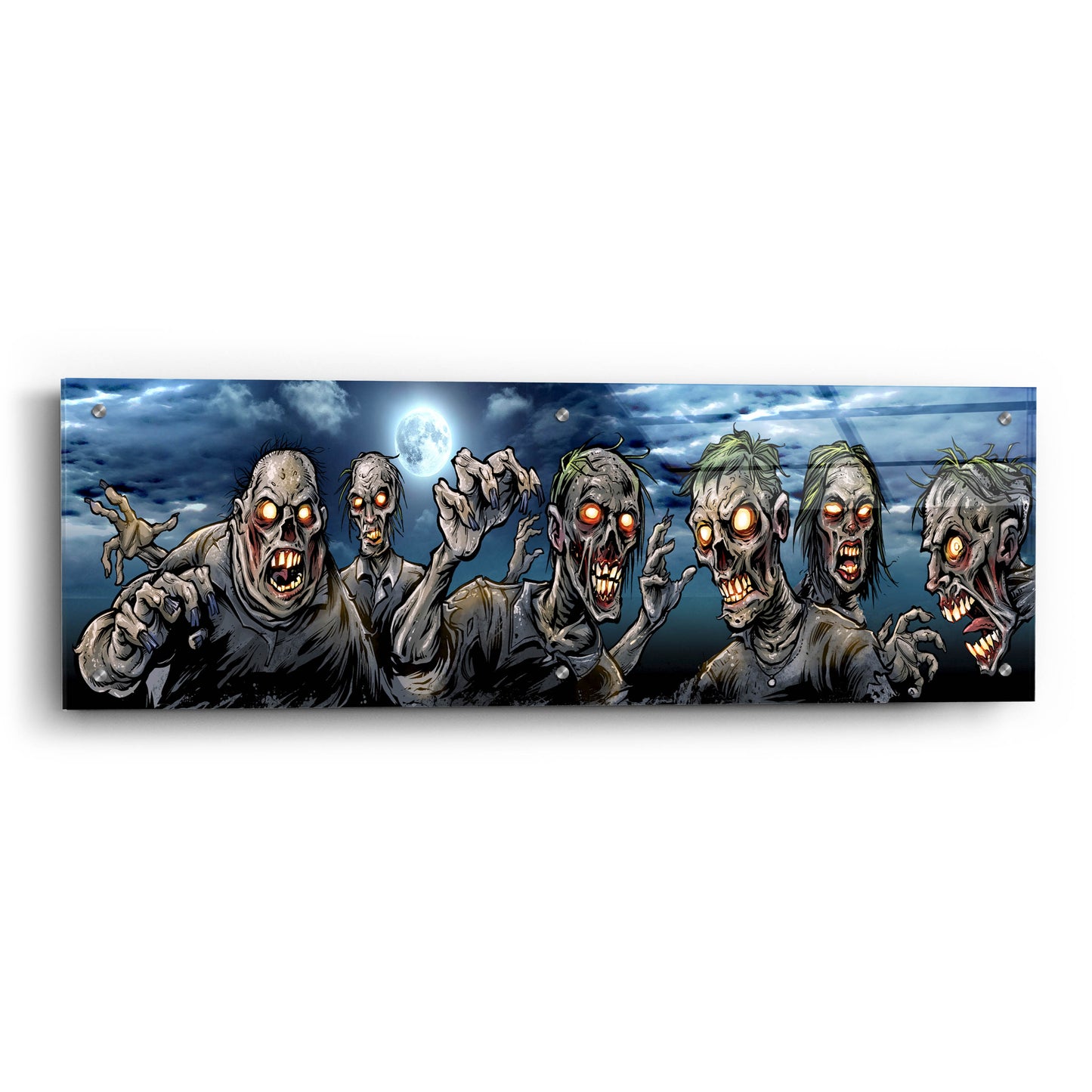 Epic Art 'Zombies Banner' by Flyland Designs, Acrylic Glass Wall Art,36x12