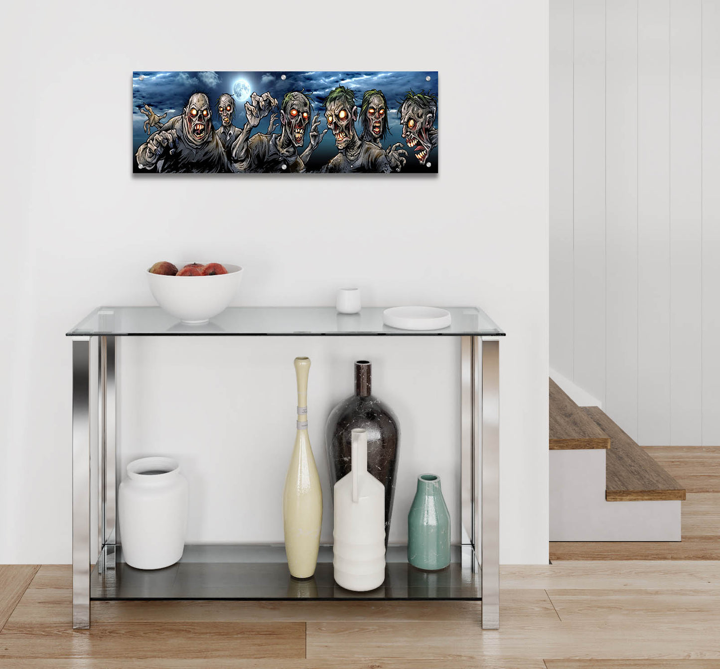 Epic Art 'Zombies Banner' by Flyland Designs, Acrylic Glass Wall Art,36x12