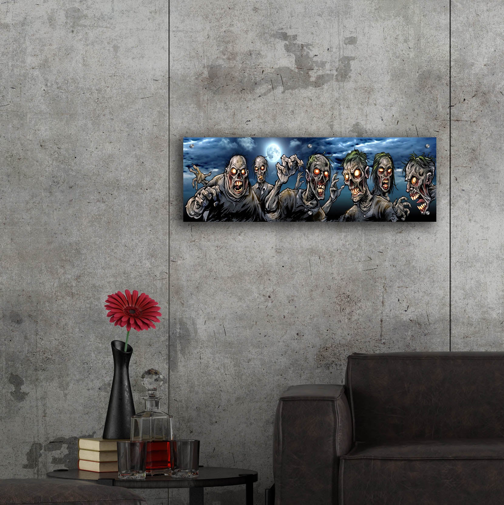 Epic Art 'Zombies Banner' by Flyland Designs, Acrylic Glass Wall Art,36x12