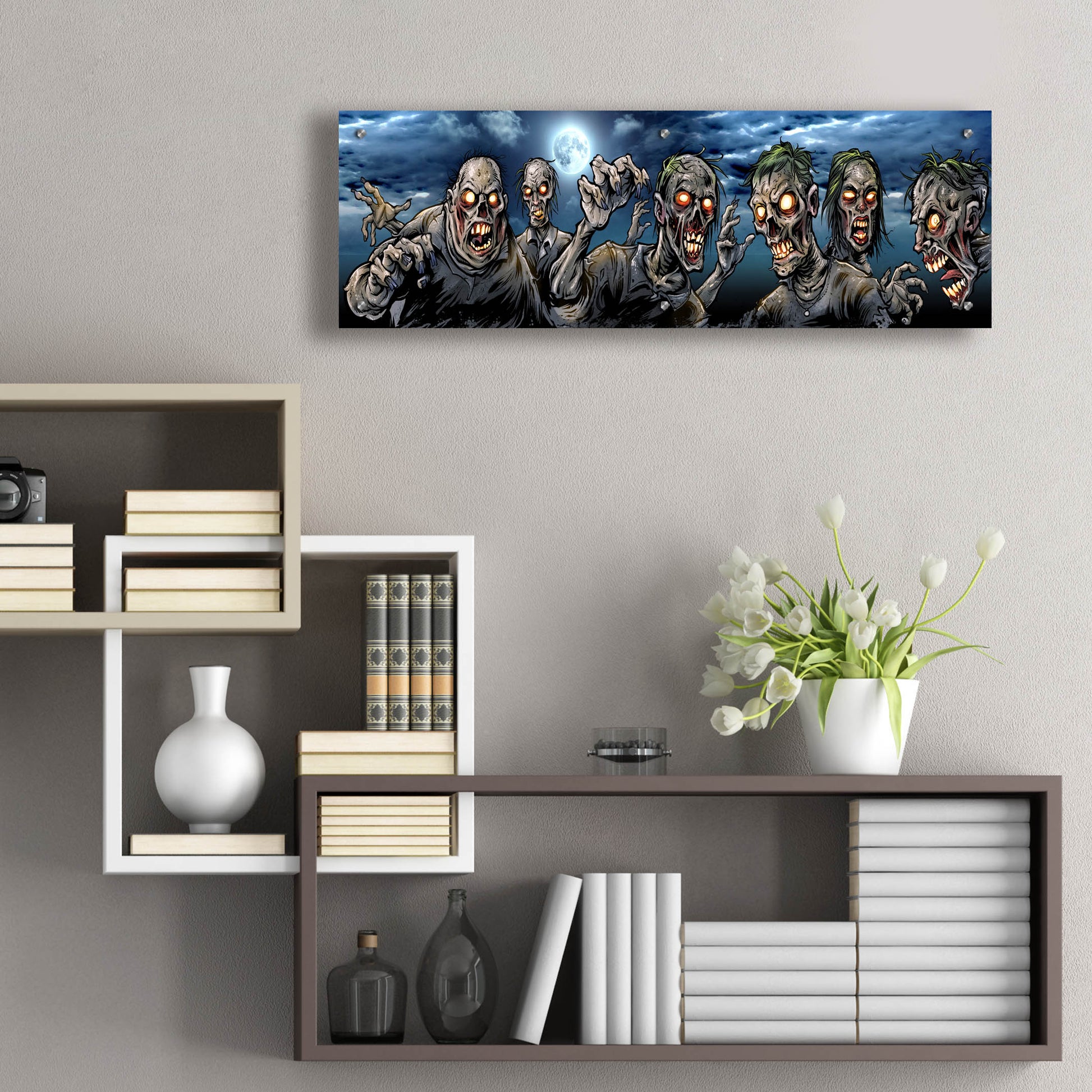 Epic Art 'Zombies Banner' by Flyland Designs, Acrylic Glass Wall Art,36x12