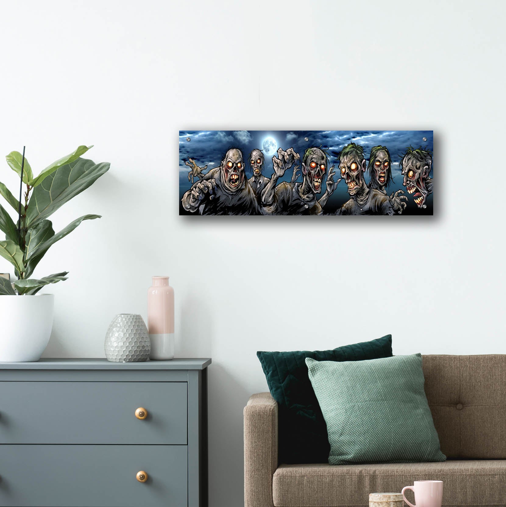 Epic Art 'Zombies Banner' by Flyland Designs, Acrylic Glass Wall Art,36x12