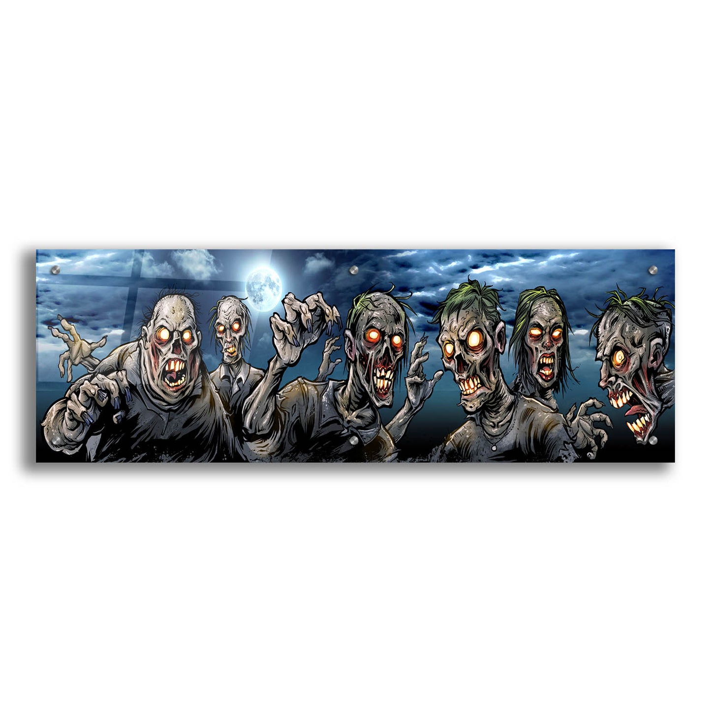 Epic Art 'Zombies Banner' by Flyland Designs, Acrylic Glass Wall Art,36x12