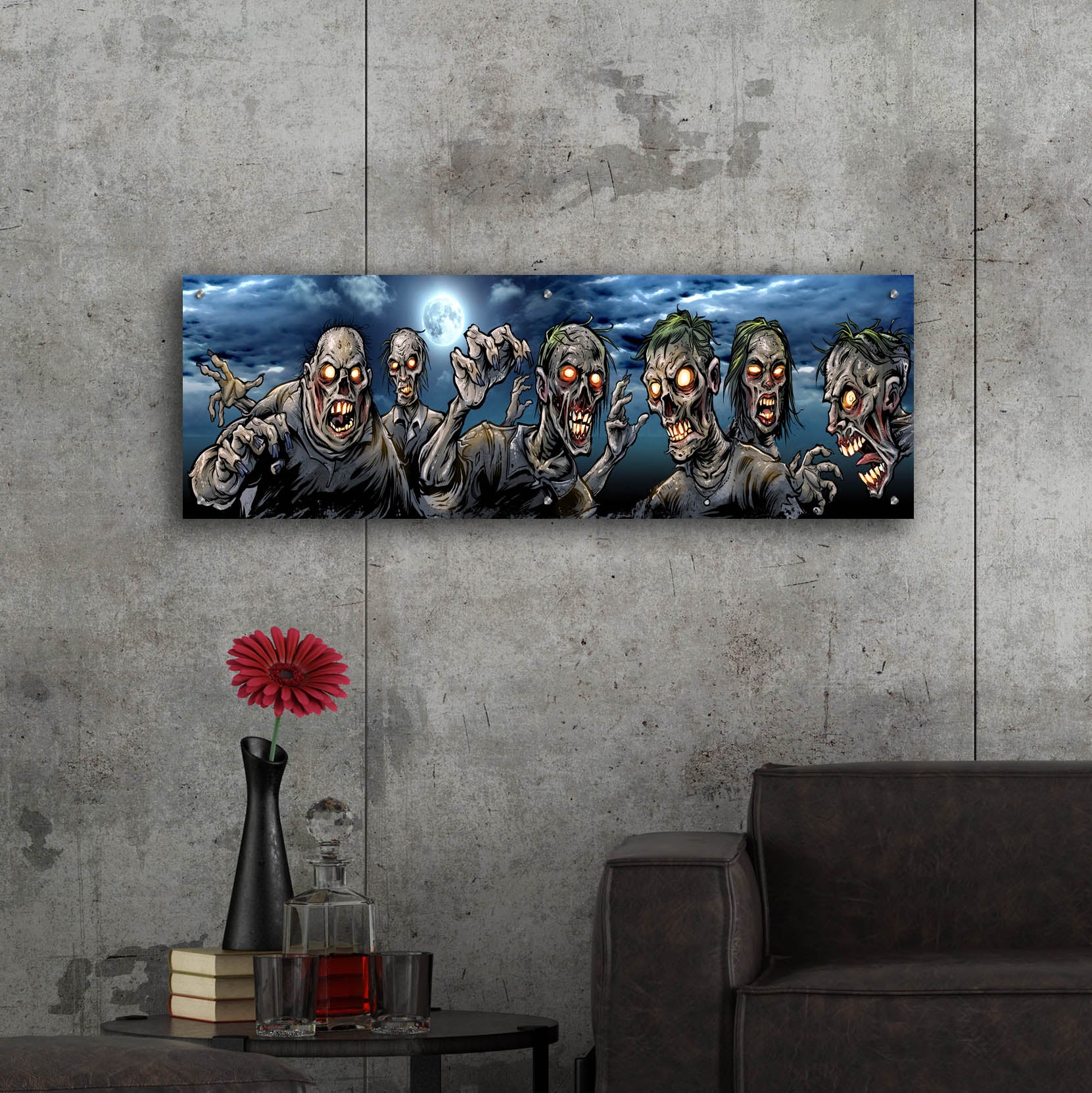 Epic Art 'Zombies Banner' by Flyland Designs, Acrylic Glass Wall Art,48x16