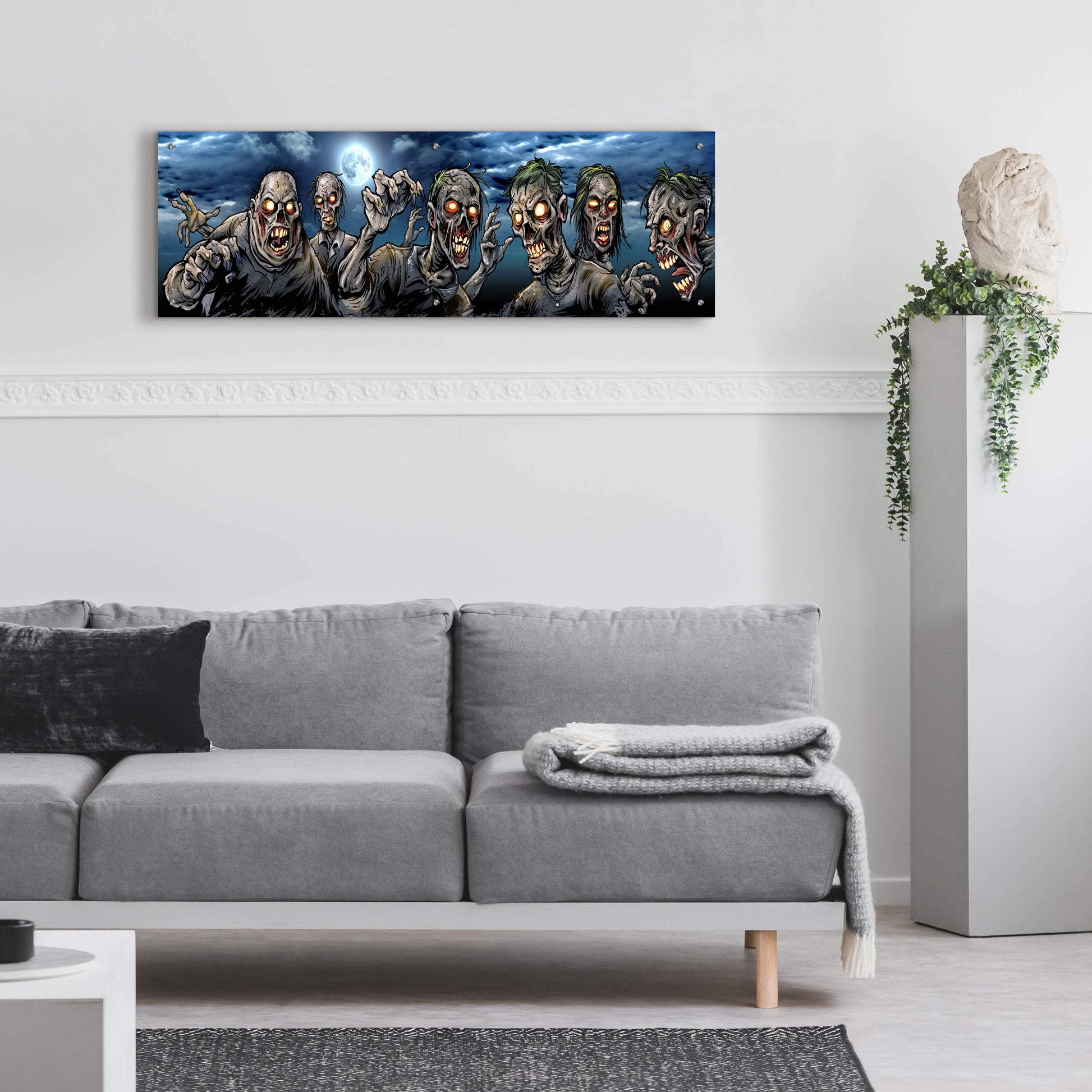 Epic Art 'Zombies Banner' by Flyland Designs, Acrylic Glass Wall Art,48x16