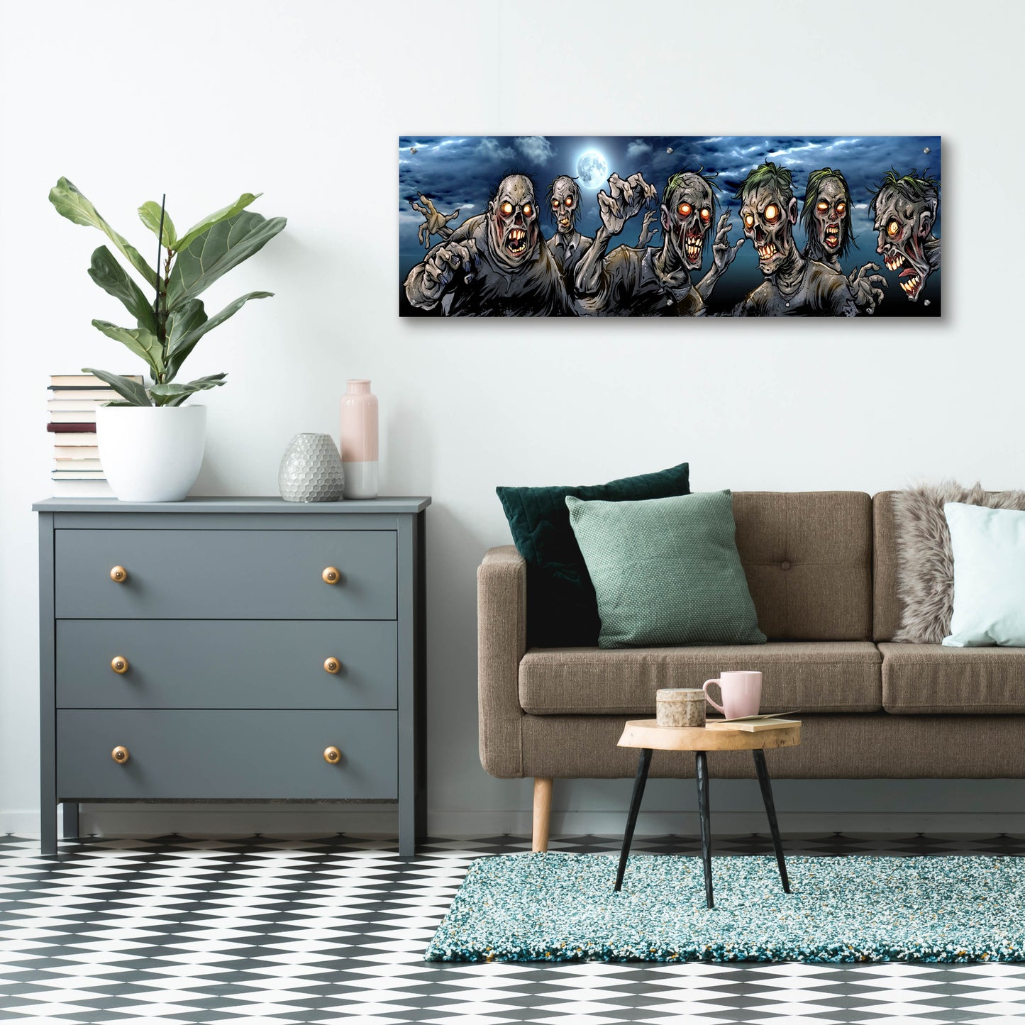 Epic Art 'Zombies Banner' by Flyland Designs, Acrylic Glass Wall Art,48x16