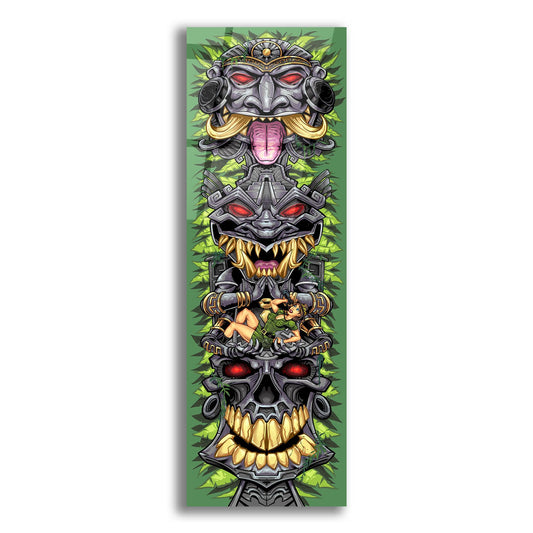 Epic Art 'Aztec Tiki Totem Skateboard' by Flyland Designs, Acrylic Glass Wall Art