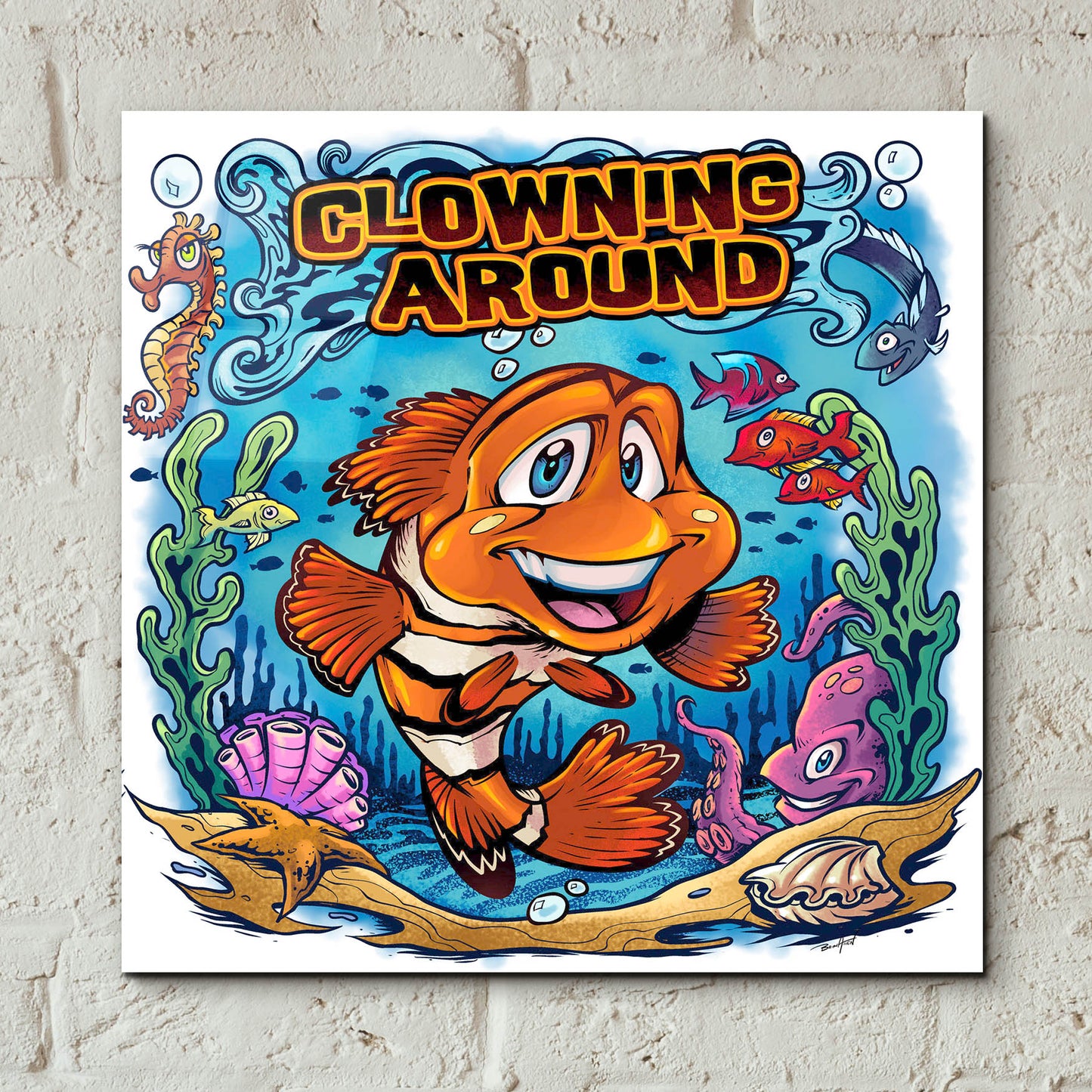 Epic Art 'Clown Fish Underwater Scene' by Flyland Designs, Acrylic Glass Wall Art,12x12