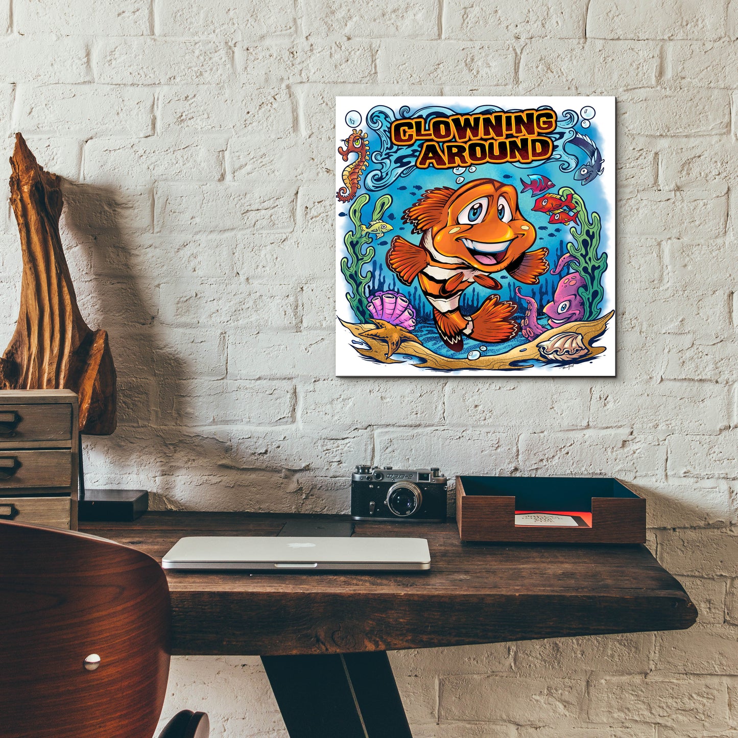 Epic Art 'Clown Fish Underwater Scene' by Flyland Designs, Acrylic Glass Wall Art,12x12