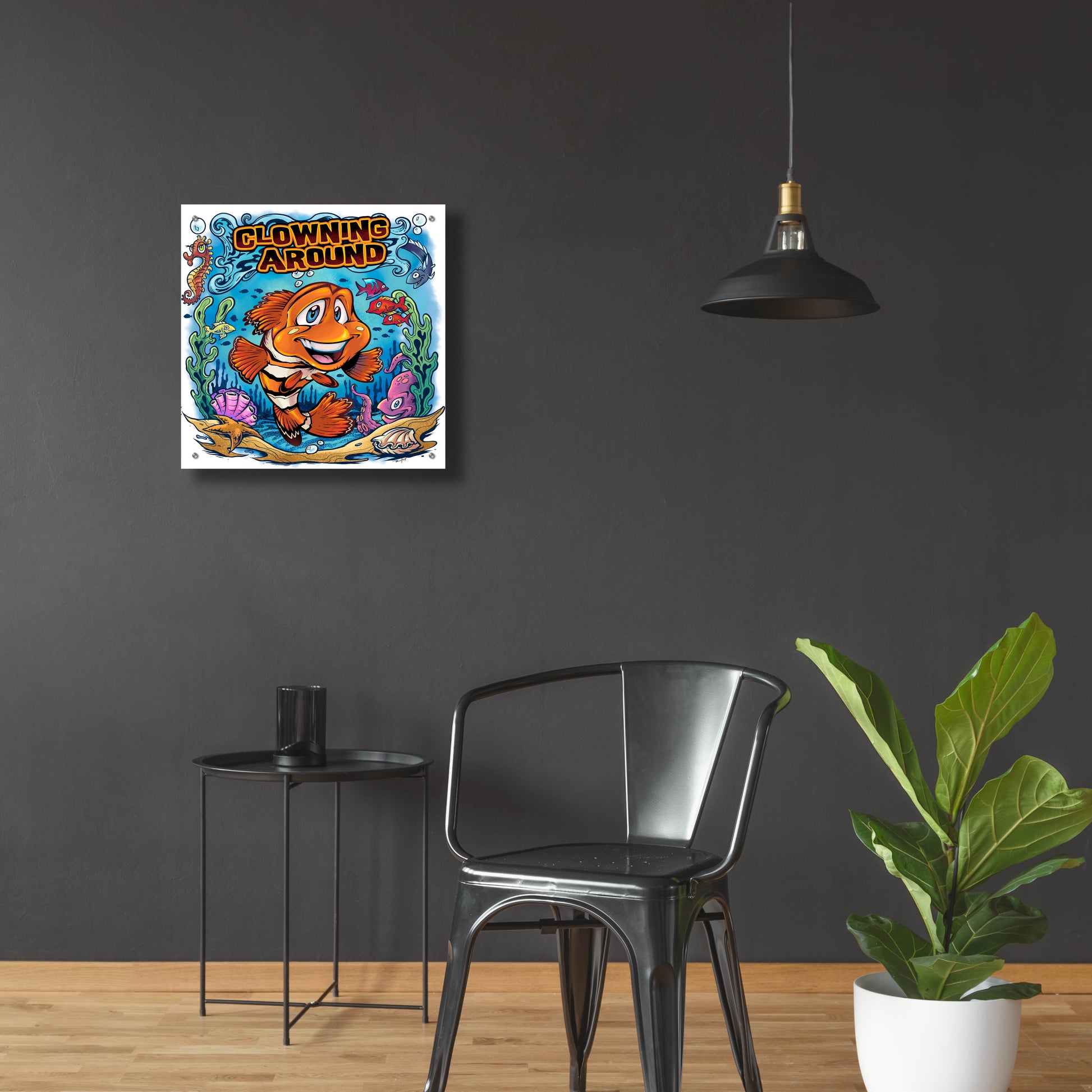 Epic Art 'Clown Fish Underwater Scene' by Flyland Designs, Acrylic Glass Wall Art,24x24