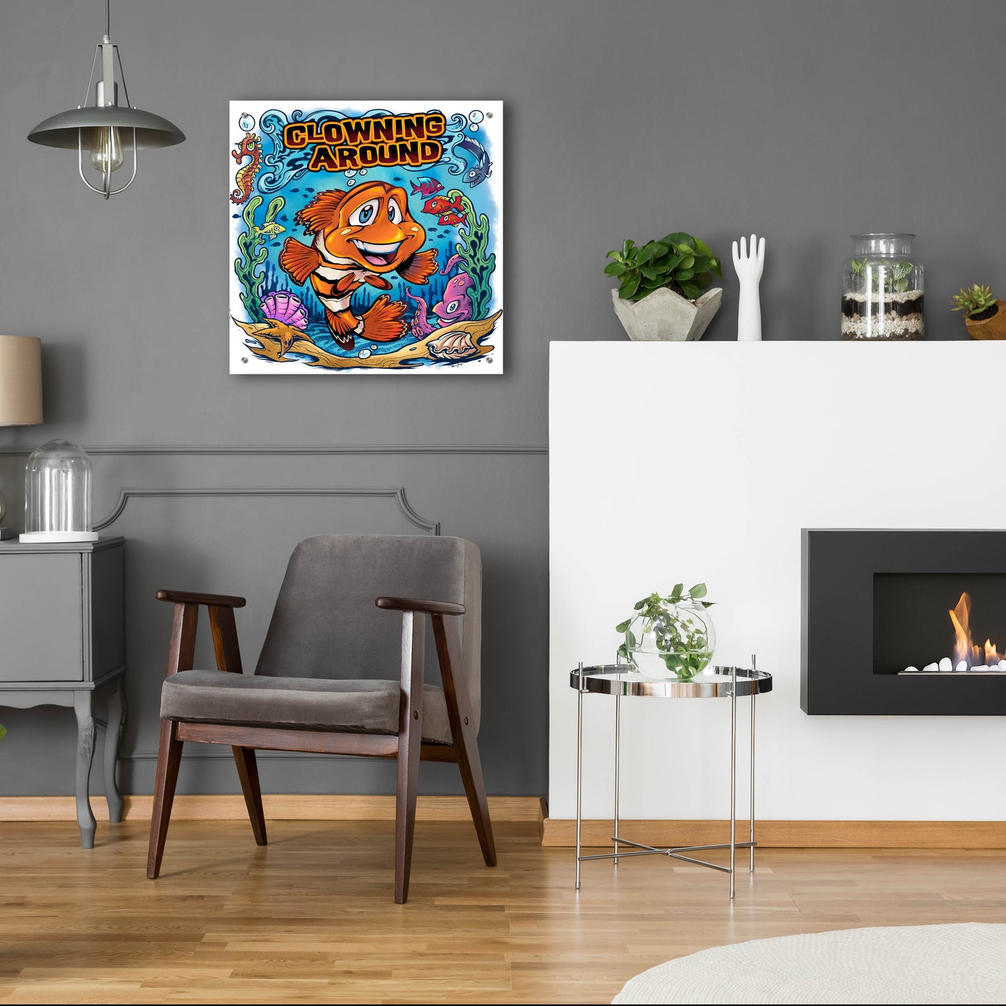 Epic Art 'Clown Fish Underwater Scene' by Flyland Designs, Acrylic Glass Wall Art,24x24