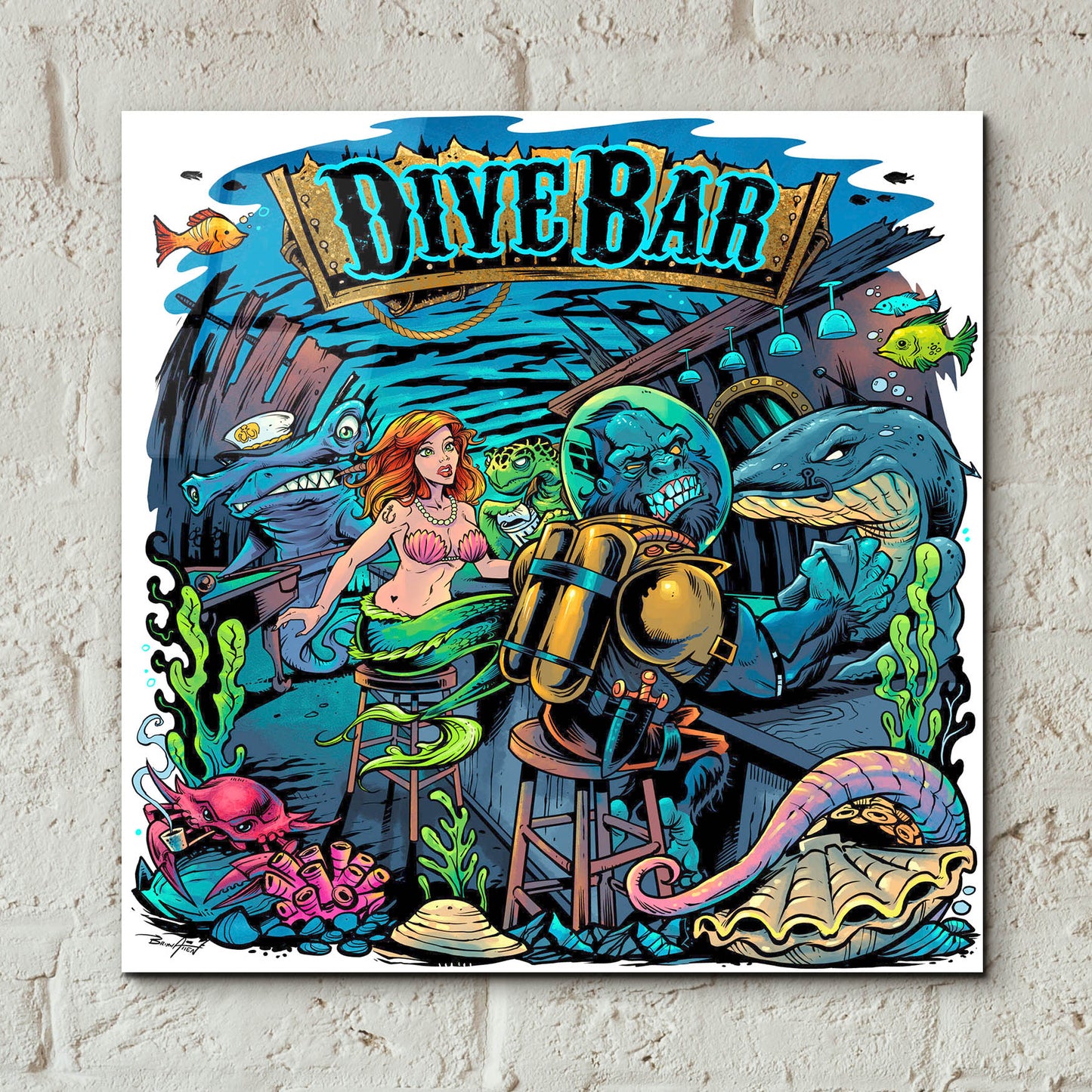 Epic Art 'Dive Bar' by Flyland Designs, Acrylic Glass Wall Art,12x12