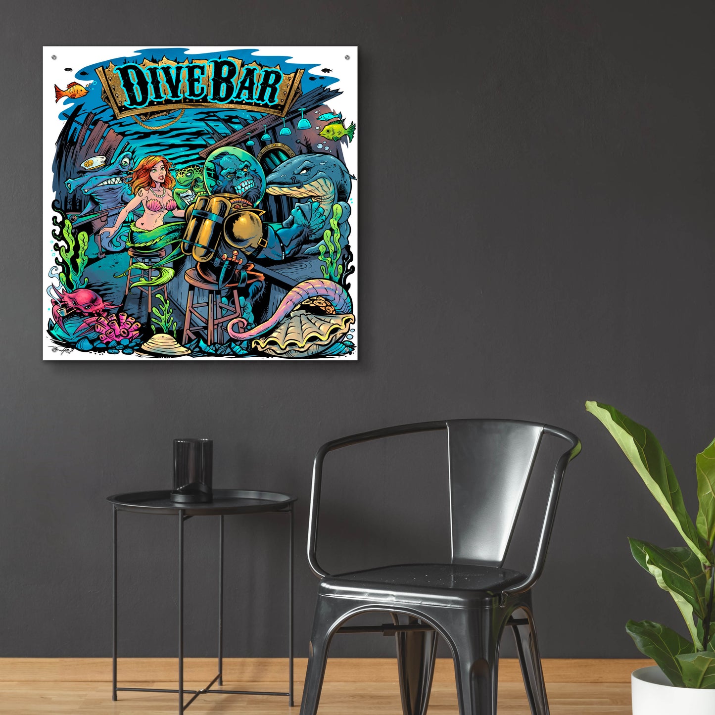 Epic Art 'Dive Bar' by Flyland Designs, Acrylic Glass Wall Art,36x36