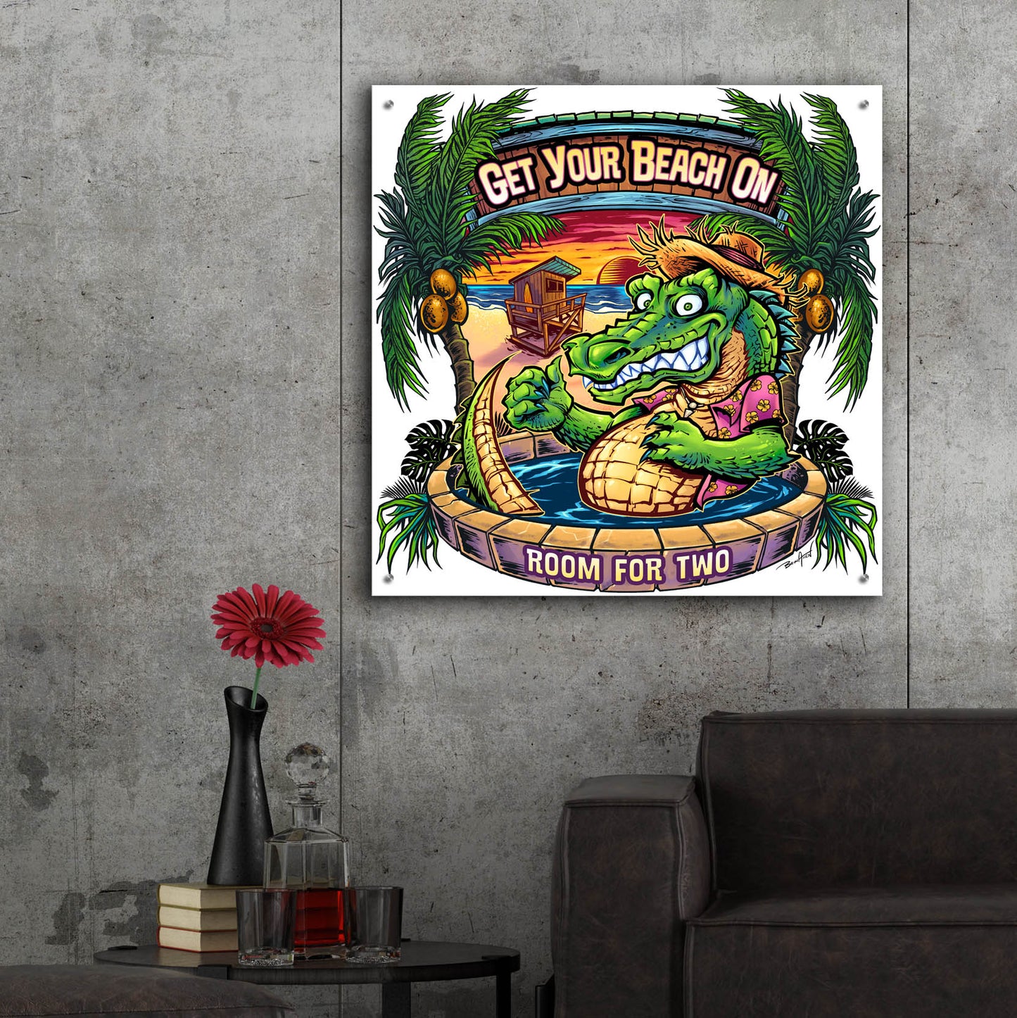 Epic Art 'Gator Full Color' by Flyland Designs, Acrylic Glass Wall Art,36x36