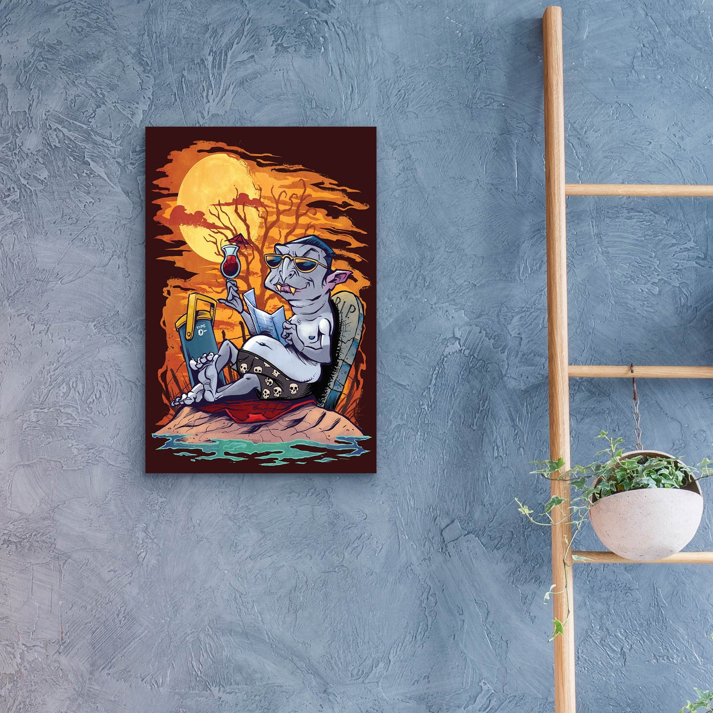 Epic Art 'Halloween At The Beach - Dracula' by Flyland Designs, Acrylic Glass Wall Art,16x24