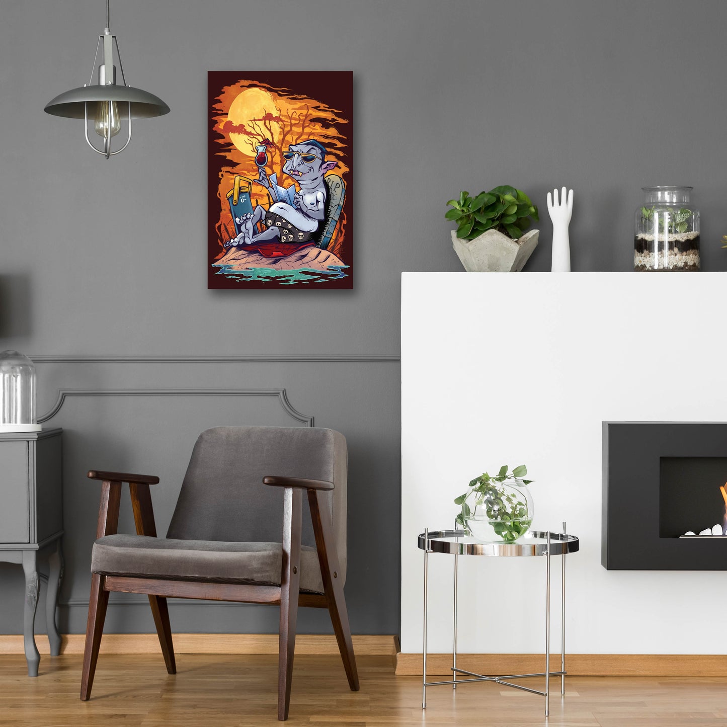 Epic Art 'Halloween At The Beach - Dracula' by Flyland Designs, Acrylic Glass Wall Art,16x24