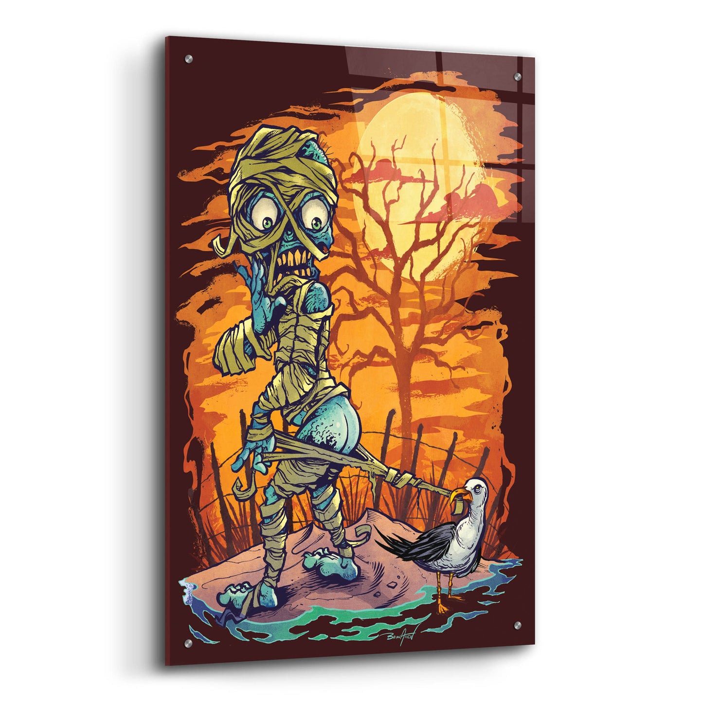 Epic Art 'Halloween At The Beach - Mummy' by Flyland Designs, Acrylic Glass Wall Art,24x36