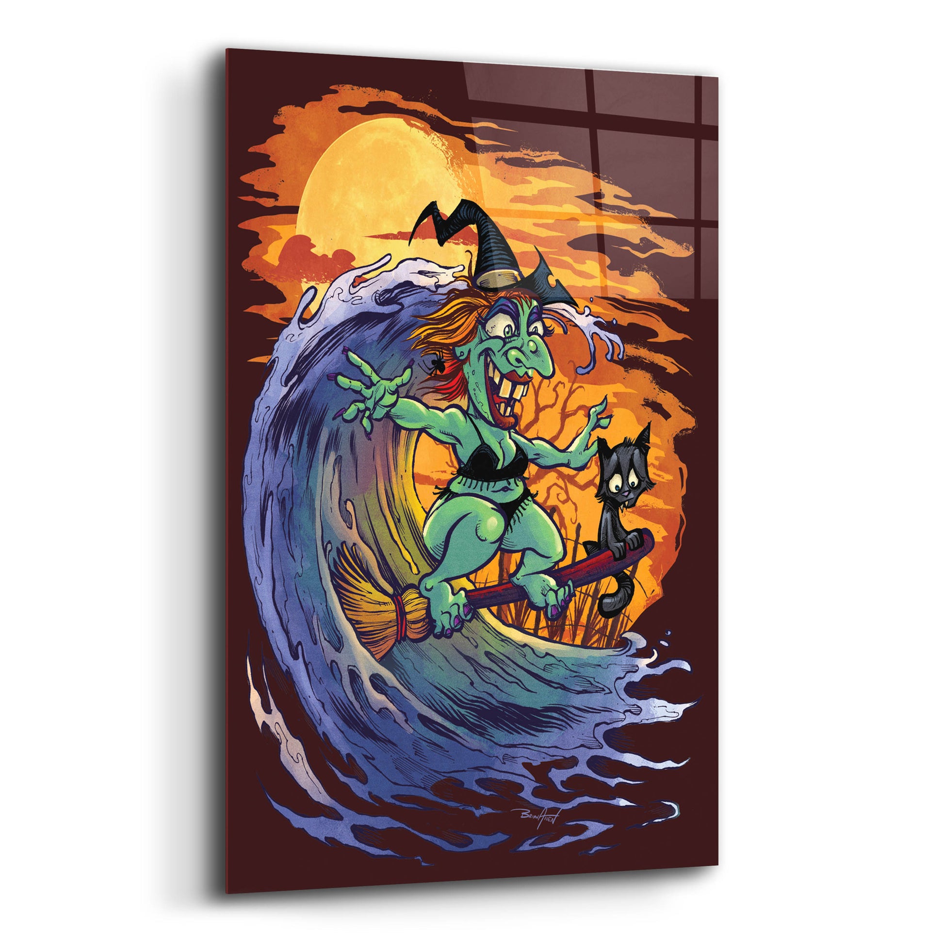 Epic Art 'Halloween At The Beach - Witch' by Flyland Designs, Acrylic Glass Wall Art,12x16