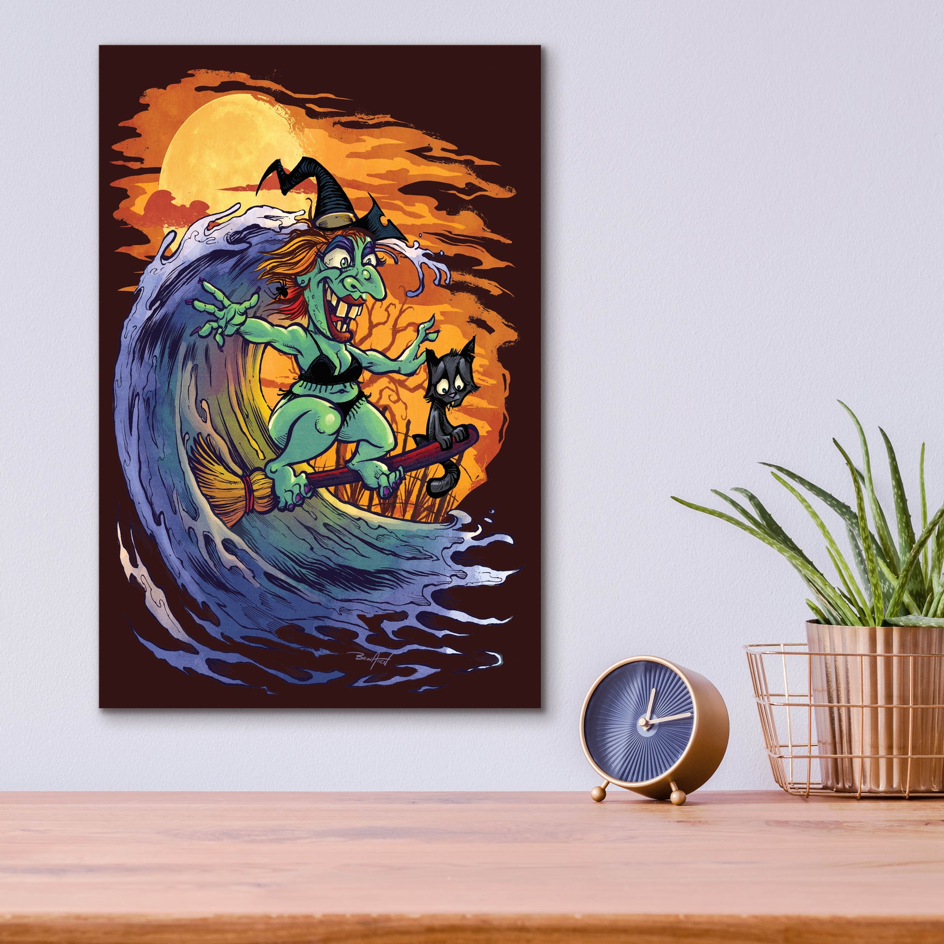 Epic Art 'Halloween At The Beach - Witch' by Flyland Designs, Acrylic Glass Wall Art,12x16