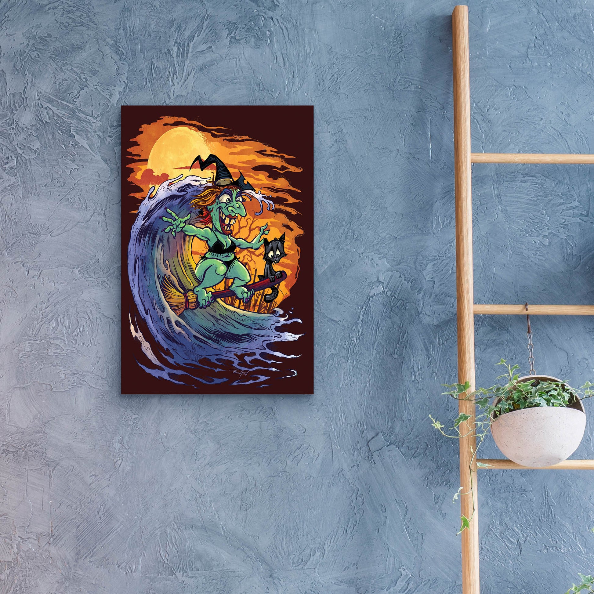 Epic Art 'Halloween At The Beach - Witch' by Flyland Designs, Acrylic Glass Wall Art,16x24